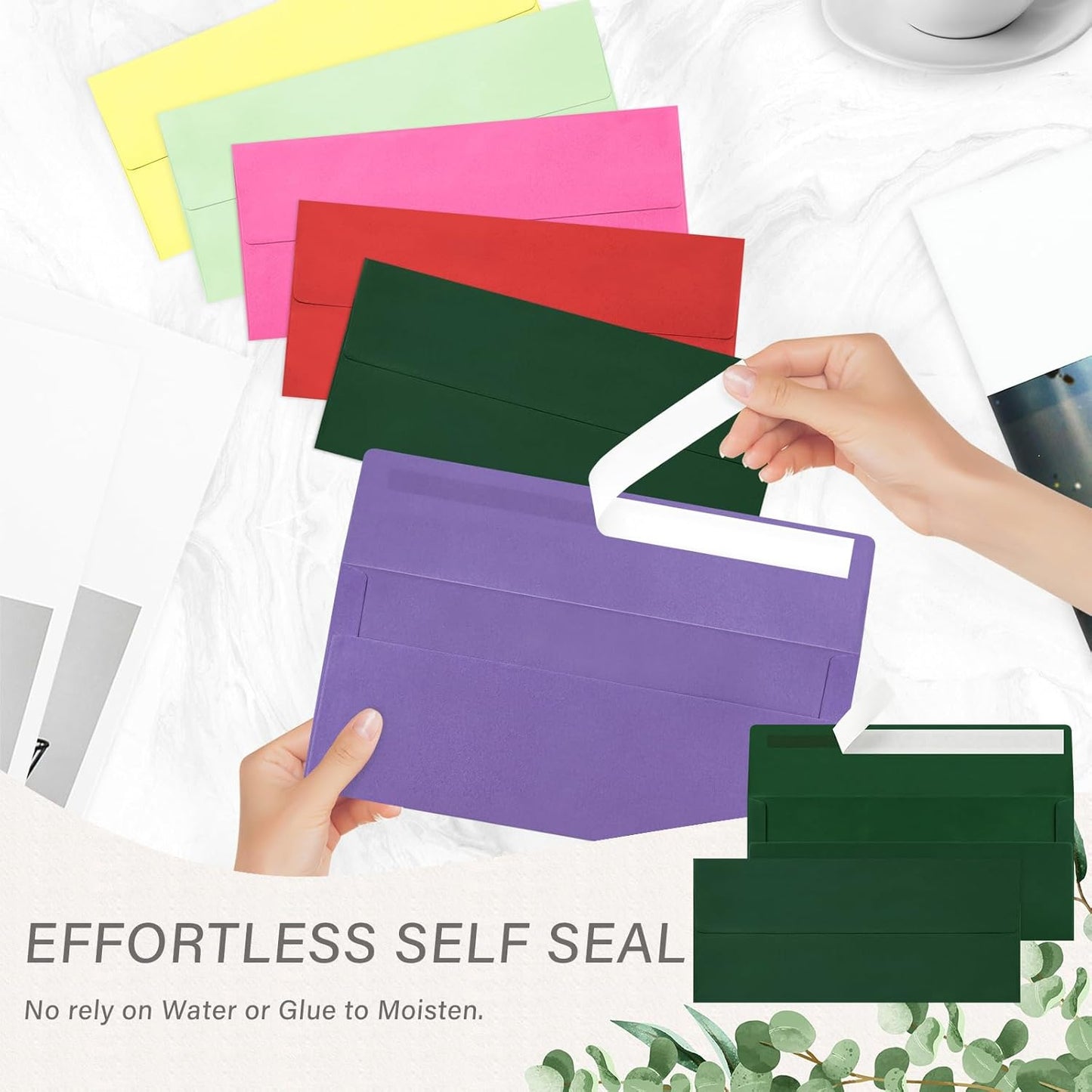 100 Pack #10 Business Envelopes, Self Seal Standard Christmas Dark Green Envelopes for Secure Business & Legal Mailing, Office, Checks, Letter, Invoices, 4 1/8 x 9 1/2 Inches