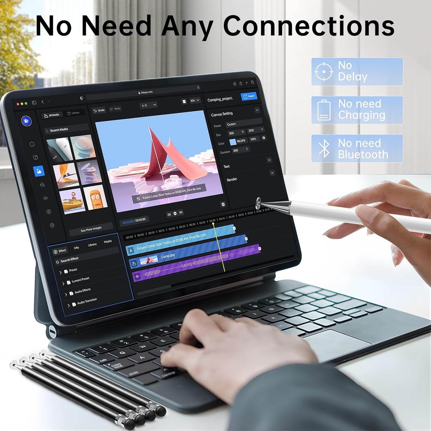 Bopomofo Stylus (10 Pcs), 2-in-1 Stylus Pen for Touchscreen, High Precision and Sensitivity, Suitable for iPhone/ipad/Android Tablets, Compatible with Touch Screens,Black/White