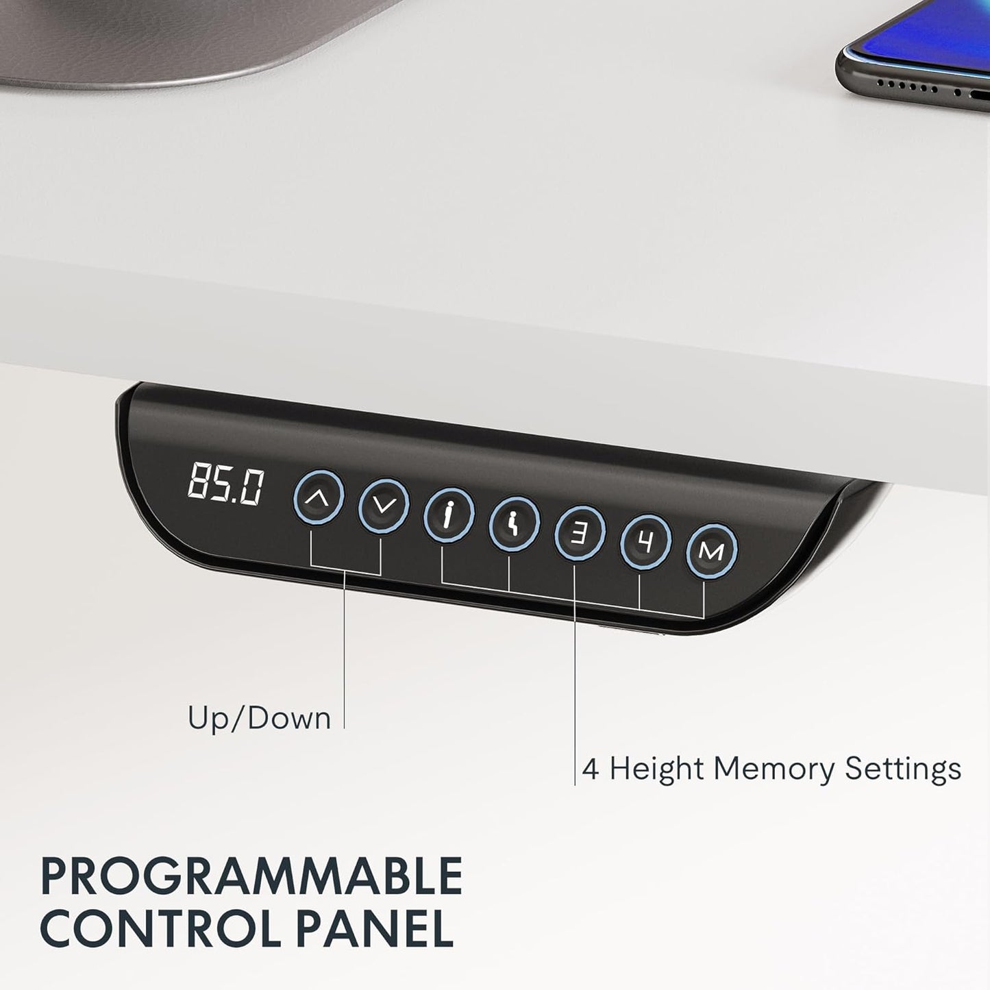 FLEXISPOT E6 MAX Dual Motor 3 Stages Standing Desk 55x28 Inch Whole-Piece Board Electric Height Adjustable Stand Up Desk 150KG Load Capacity(White Frame + White Desktop)