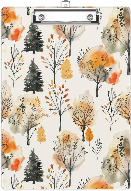 Autumn Trees Plastic Clipboards,Cute Fashion Clipboard Decorative 8.5" x 12.5"Standard A4 Size Clipboards,Acrylic Clipboard for Teacher,Social Worker,Students,Nurse,Office Supplies