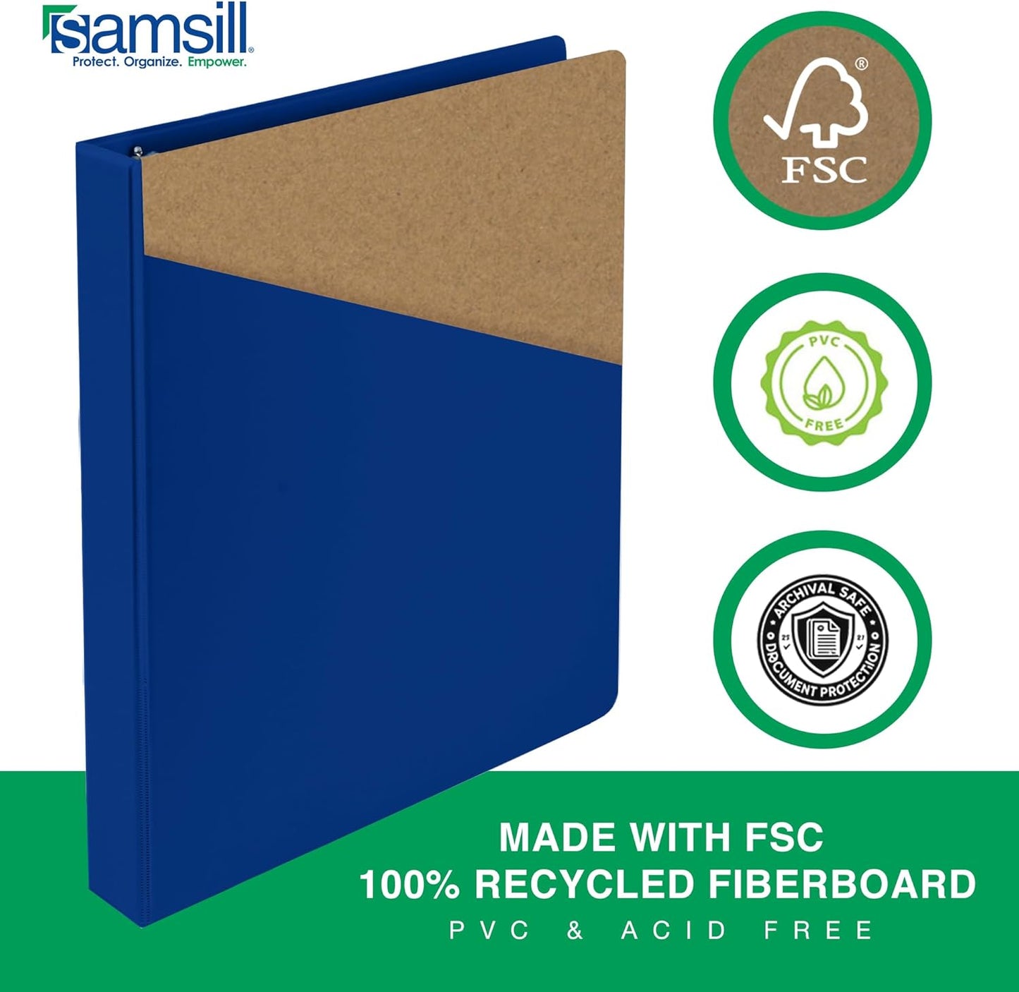 Samsill 0.5 Inch 3 Ring Binder, Made in USA, Economy Round Ring, Clear View Cover, 100 Sheet Capacity - for School, Home, Office - Blue, 4 Pack