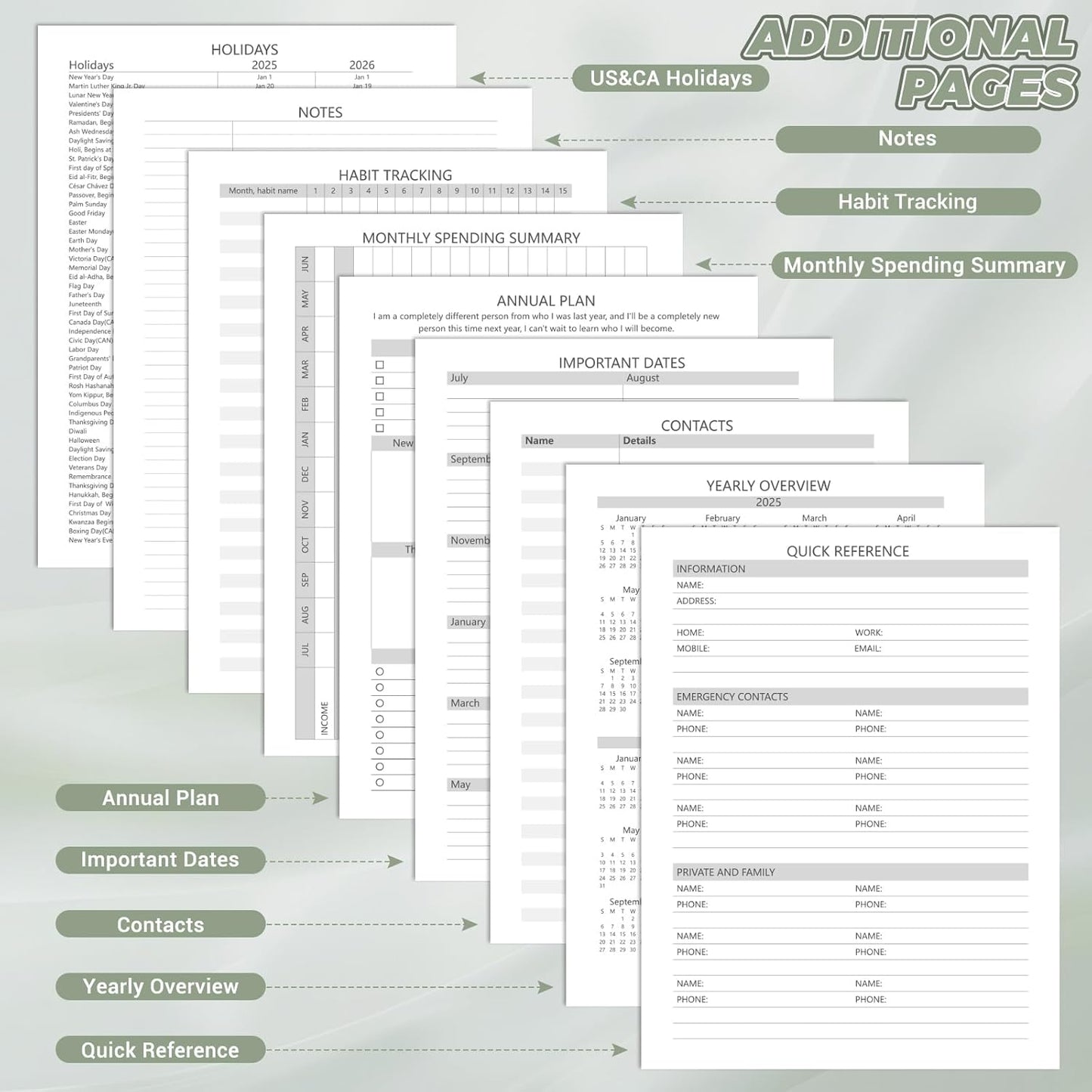 Academic Planner 2025-2026 (8.5" x 11") - Weekly & Monthly Planner (Jul. 2025 - Jun. 2026), Column View Calendar Organizers, Hardcover Agenda Book with Tabs for Office & School, Green