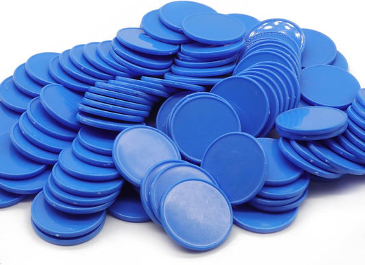 Set of 100 Opaque Plastic Learning Counters Mini Poker Chips Game Tokens with Storage Box (RoyalBlue, 1.58 Inch)