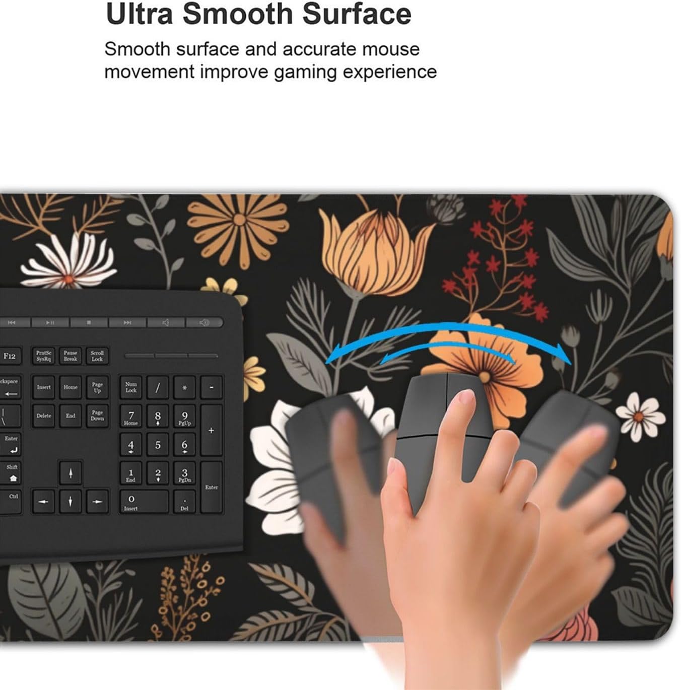 35.4 x 15.7 in, Waterproof XXL Large Mouse Pad for Desk, Extended Keyboard Mouse Mat for Computer Office, Big Laptop Mouse pad, Gaming Pc-Boho Flowers