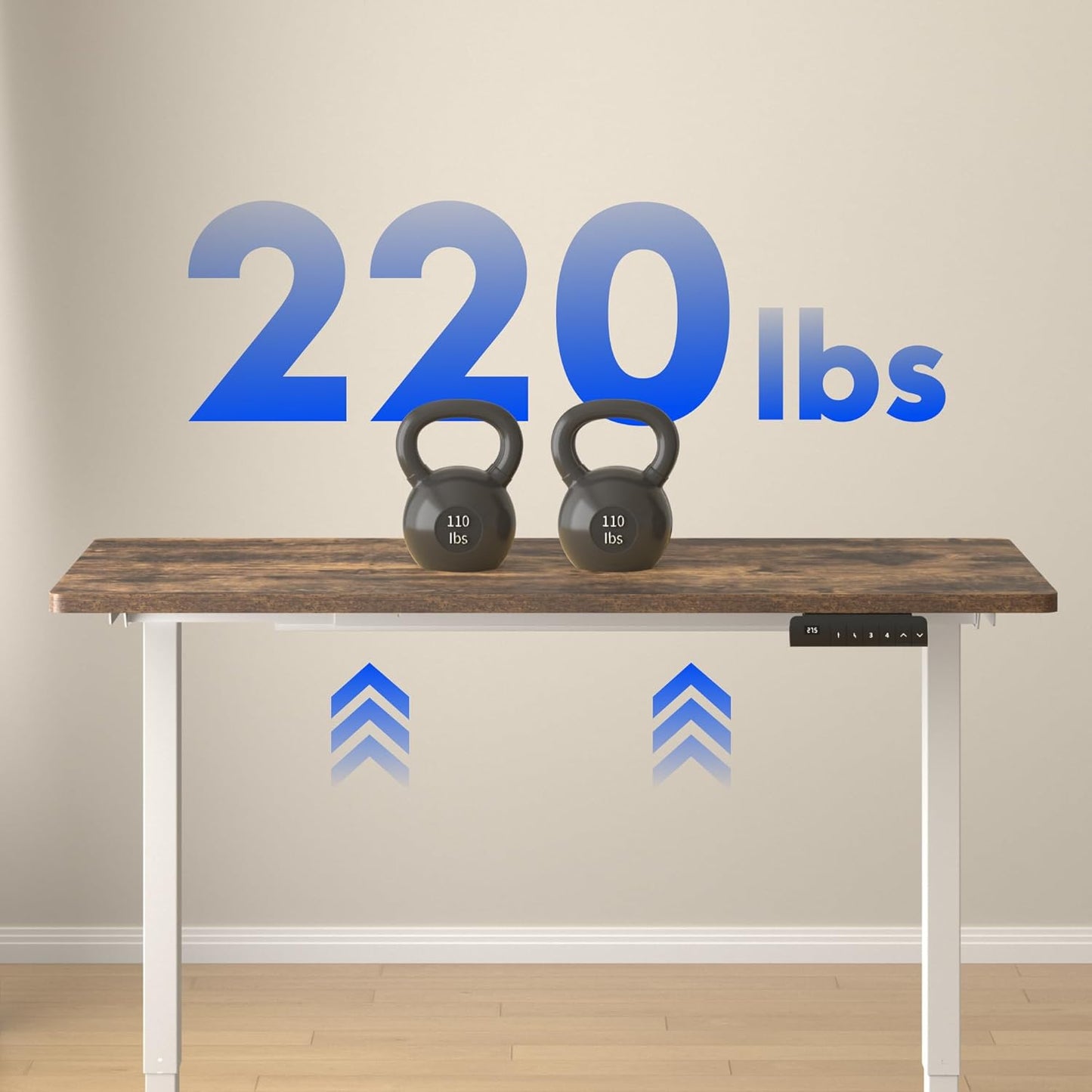 FLEXISPOT E3 Dual Motor Electric Standing Desk 55x28 Inch Whole-Piece Board Height Adjustable Electric Sit Stand Desk (White Frame + Special Walnut Desktop, 2 Packages)