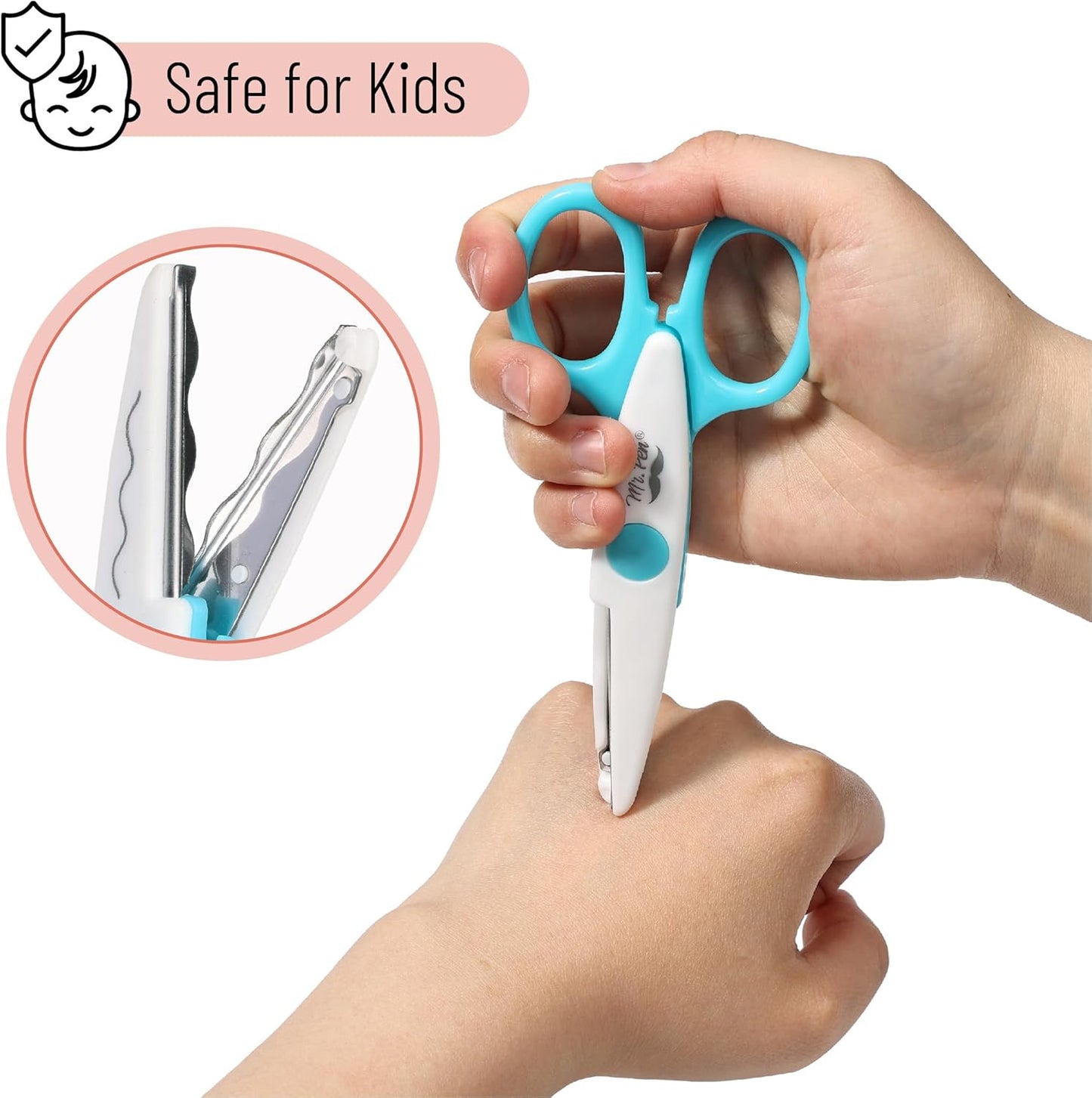 Mr. Pen Craft Scissors - Decorative Edge, 6 Pack, White & Vibrant Color, Zig Zag & Pattern Scissors for Crafting & Scrapbooking