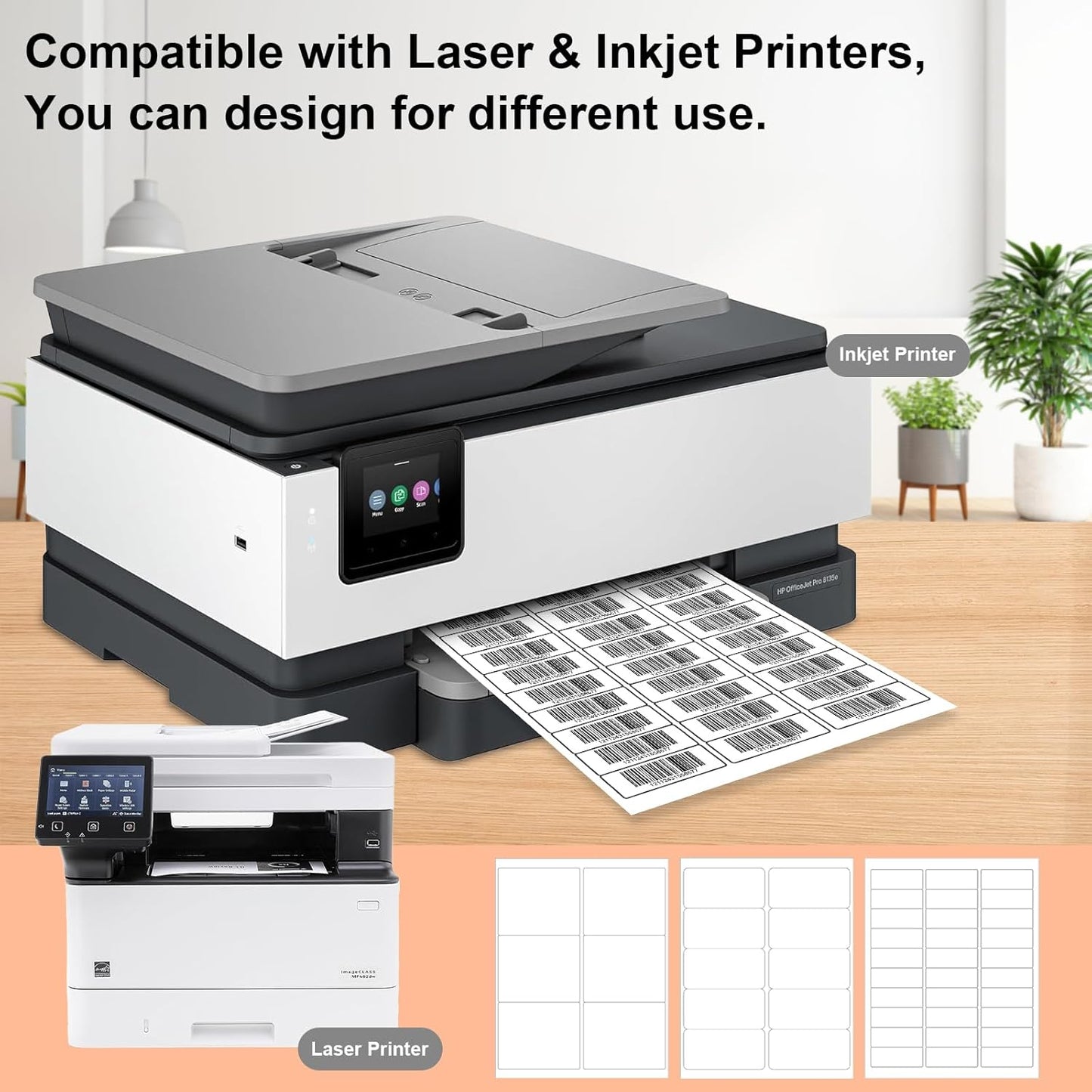 30 UP 3000 Stickers 100 Sheets 1" x 2-5/8" Shipping Return Address Labels for Laser Inkjet Printer, White Blank Mailing Labels