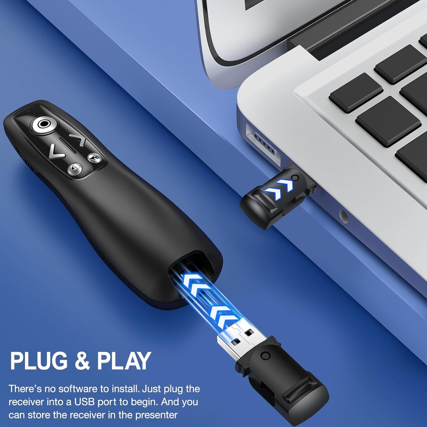 Air Mouse 2-in-1 USB Type C Presentation Clicker Wireless Presenter Remote for PowerPoint, Powerpoint Clicker with Volume Control PowerPoint Slide Advancer for Mac, Computer, Laptop