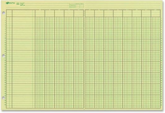 National Analysis Pad, 13 Columns, Green Eye-Ease Paper, Numbered Lines, Side-Punched, 11" x 16.375", 50 Sheets (45613)
