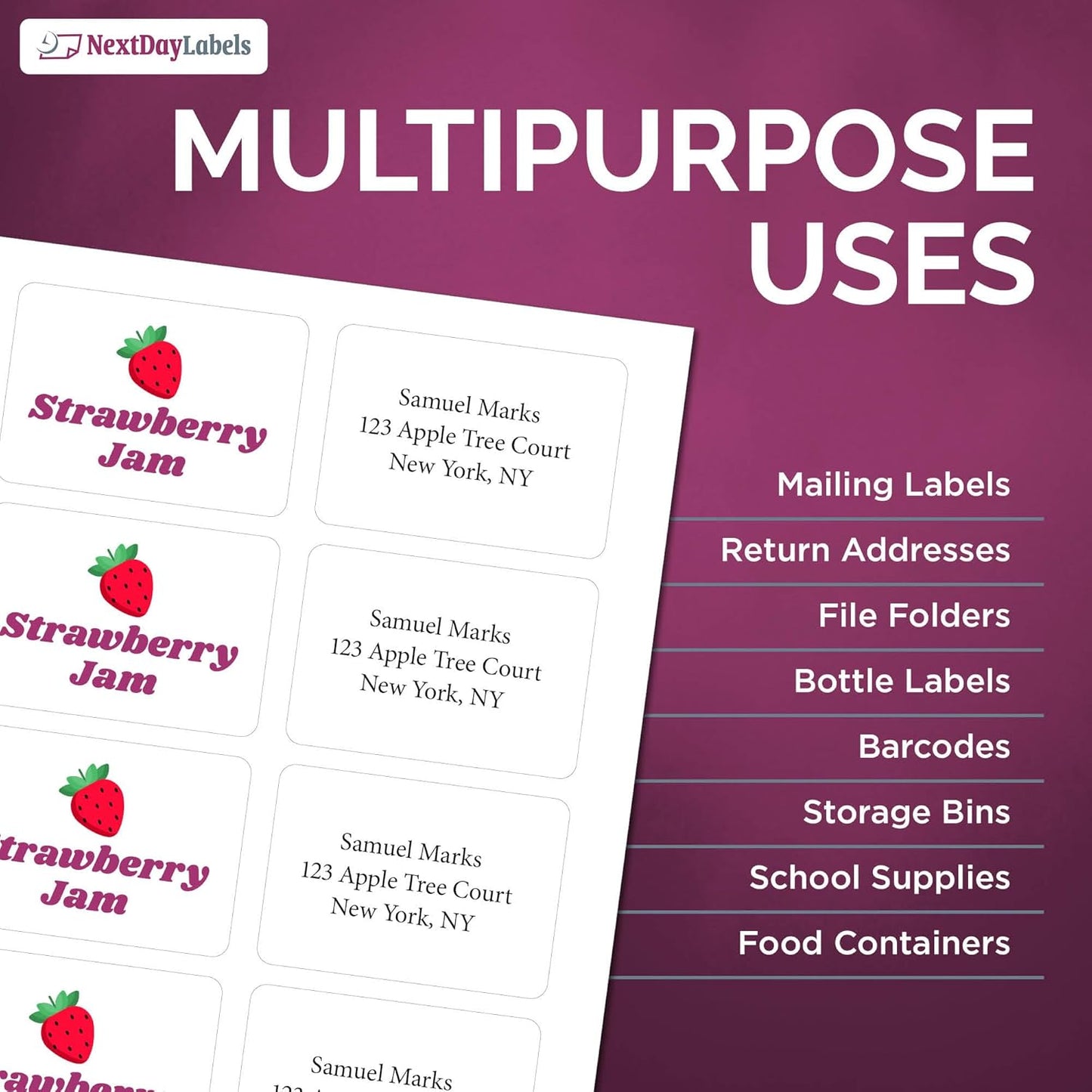 NextDayLabels – 3-3/8" x 2-1/3" Rectangular Sticker Labels for Printer - White Laser/Inkjet Printer Labels Return Address Labels Shipping Label Stickers (100 Sheets, 8 Per Sheet, 800 Labels)