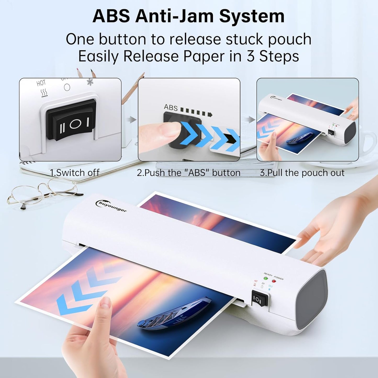 Laminator Machine with 10 Laminating Sheets, 9 Inch Laminator Hot & Cold for A4/A5/A6, Thermal Laminating Machine for Home School Office