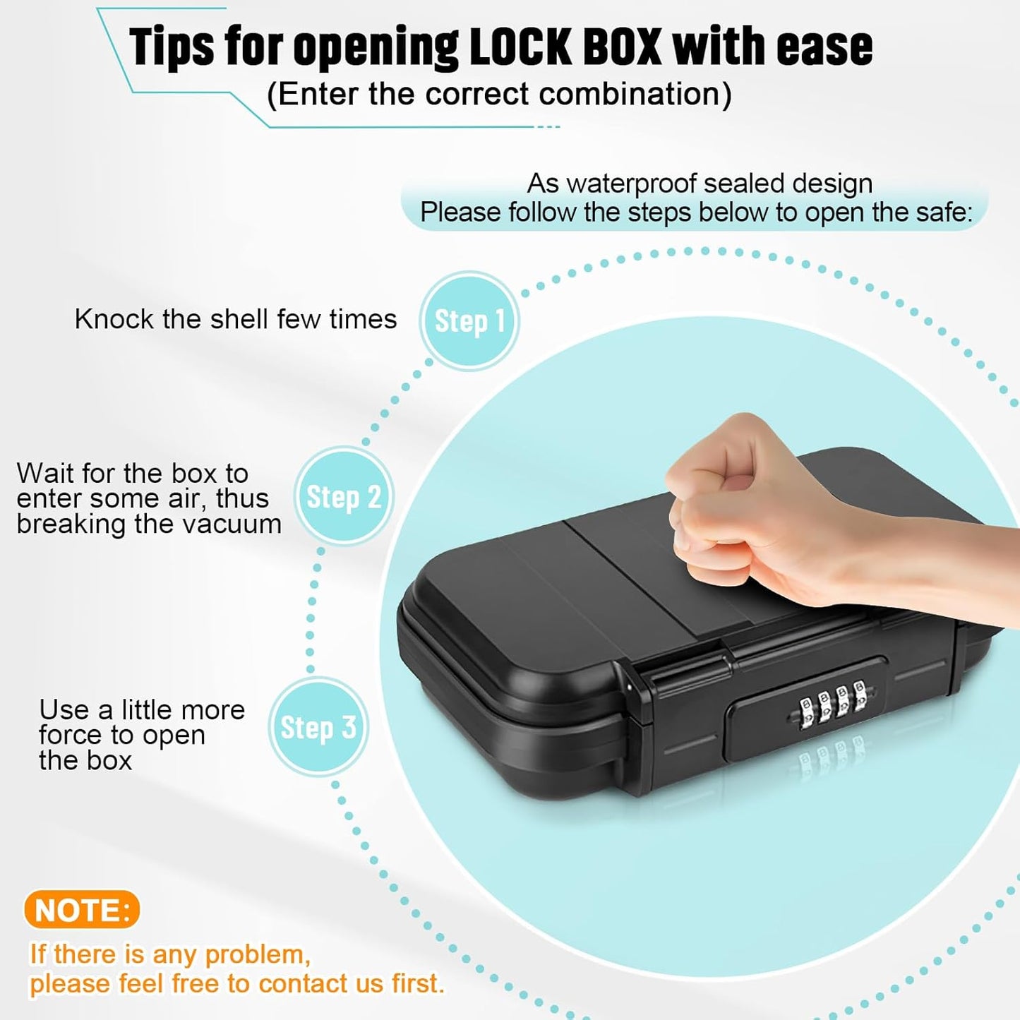 BKNOOU Portable Safe with Removable Chain, Anti-Theft Beach Safe Box, Waterproof Combination Lock Box for Travel, Dorm, Beach, Hotel, Car, Home, Office