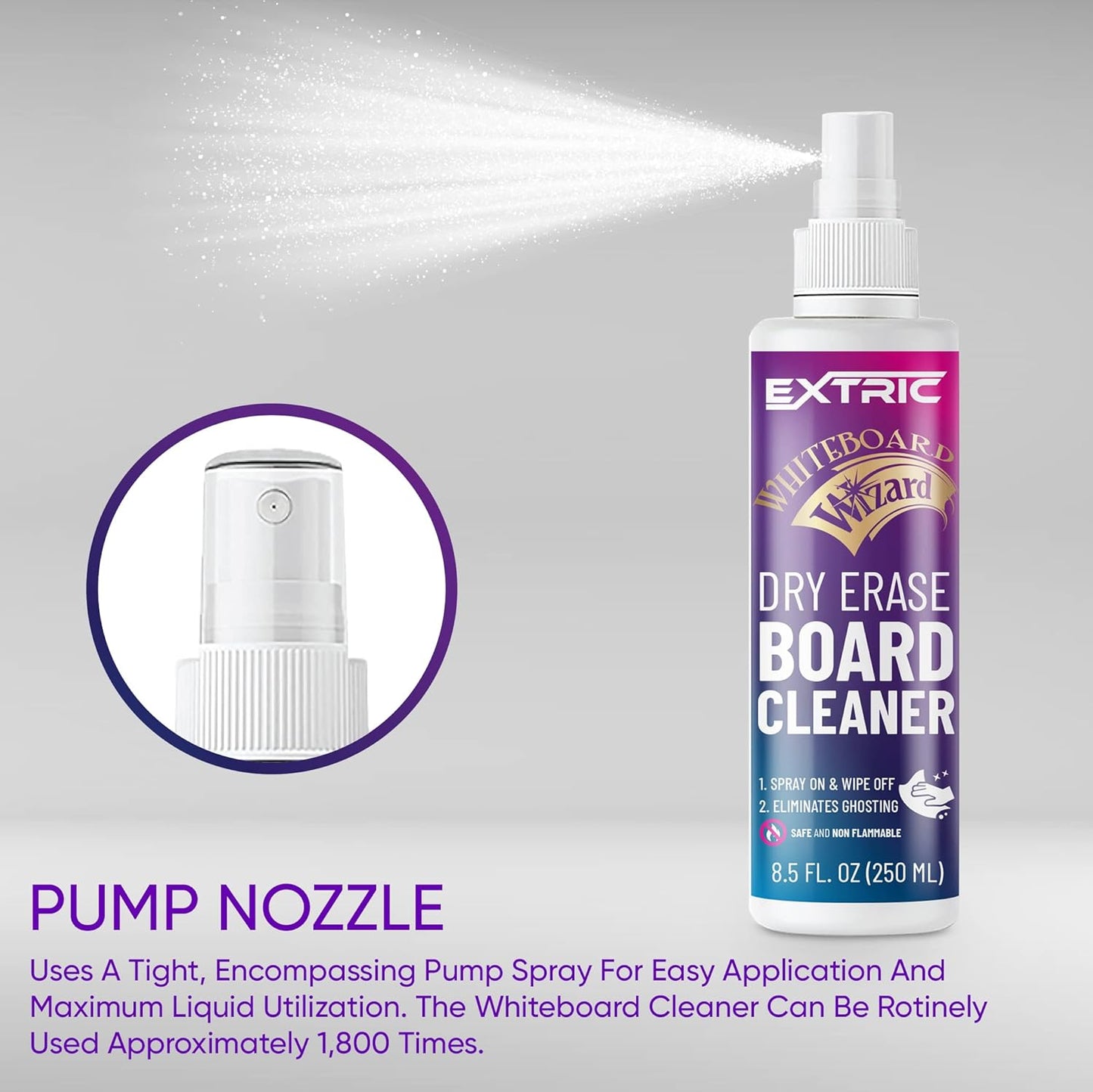 Whiteboard Cleaner 8.5 Ounces White Board Cleaning Spray, Dry Erase Board Cleaner and a Microfiber Cleaning Cloth (1) Non-Toxic Dry Erase Cleaner Spray