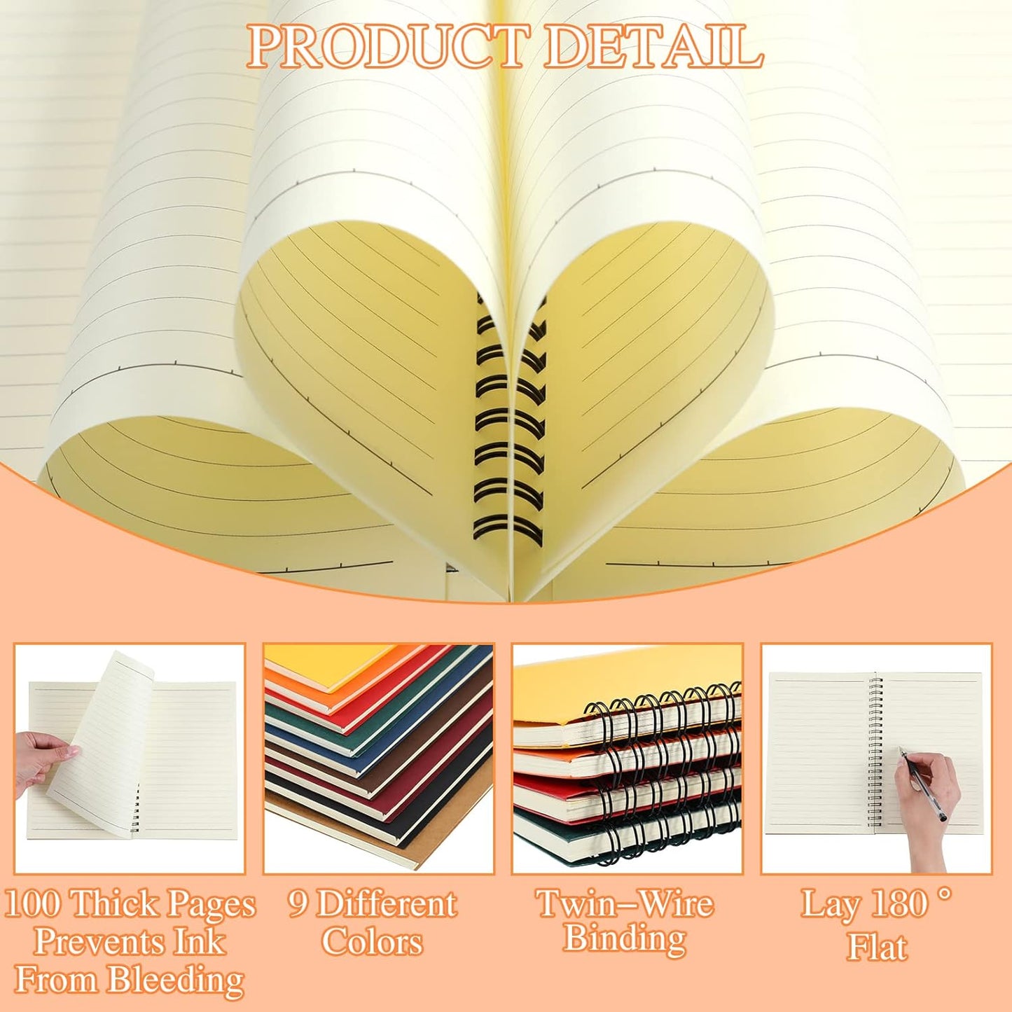 Yahenda Spiral Notebook Bulk A5 Journal Lined 8.3'' x 5.5'' Writing Composition Paper Small Notepad Subject Notebook for Students Office Business Back to School Supplies(Multi Color,36 Pcs)