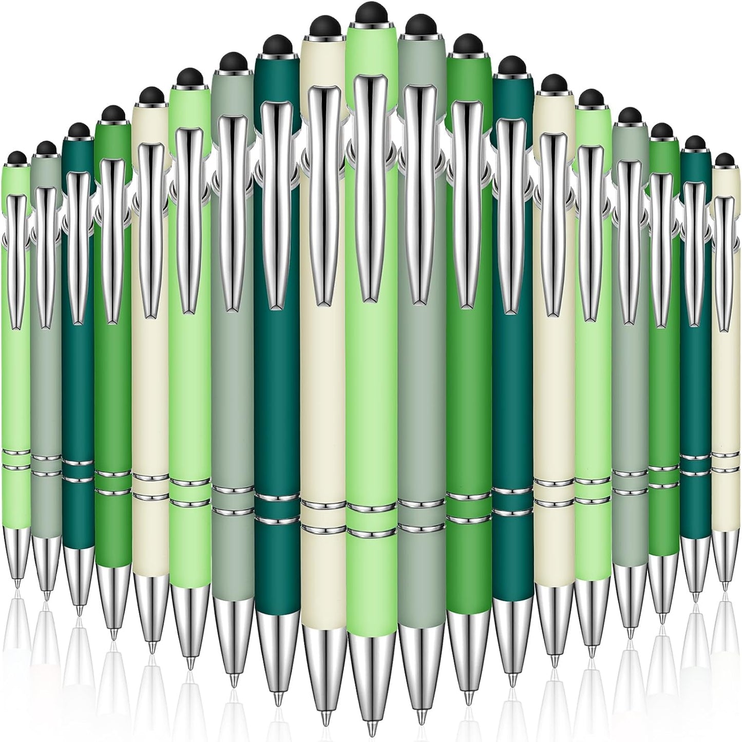 Zonon 38 Pieces Rubberized Ballpoint Pen with Stylus Tip Stylish Metal Pen Capacitive Styli with Soft Rubberized Grip, Black Ink for Most Devices(Charming Colors)