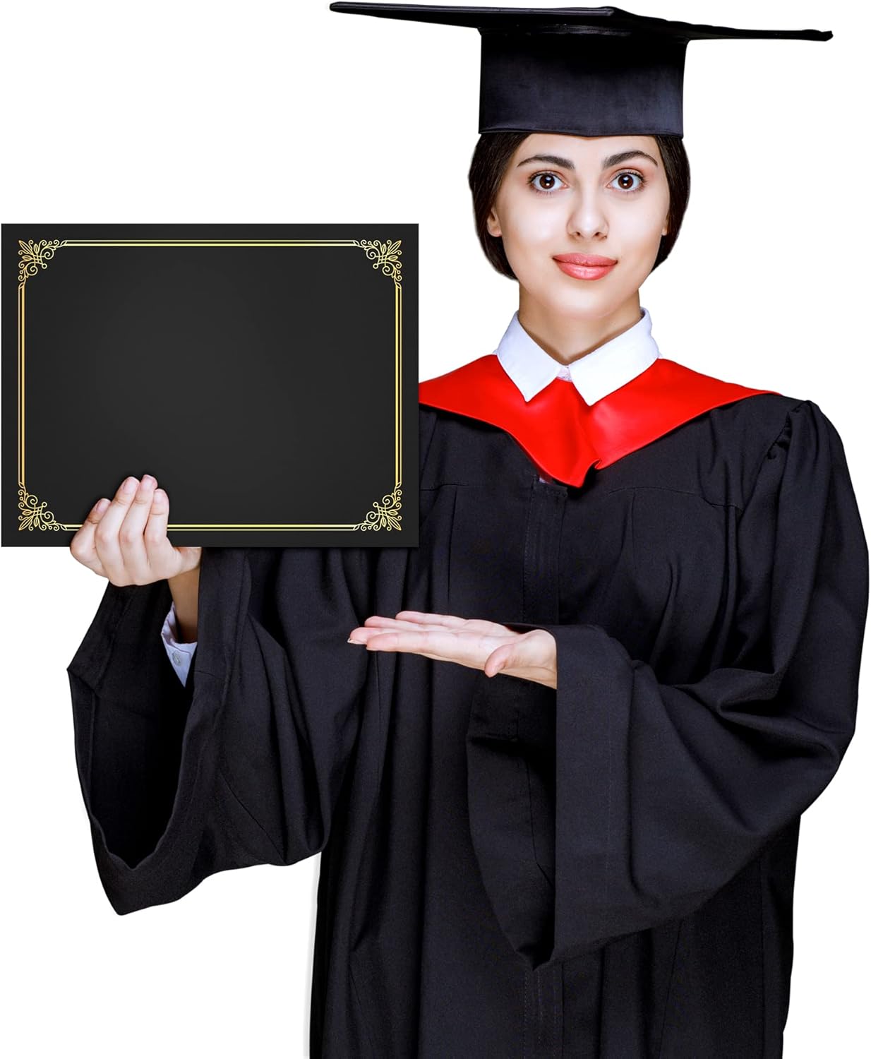 GNL Certificate Holders - 100 Packs Black Diploma Holders, Certificate Covers with Gold Foil Border, for Letter Size 8.5 x 11 Award Certificate Paper and Documents