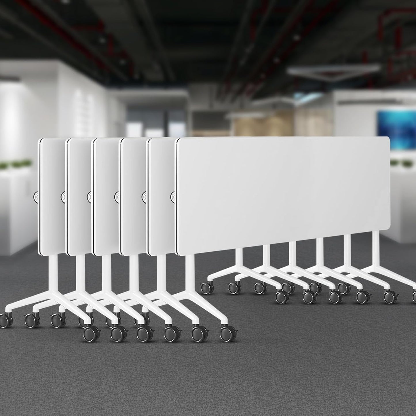 Folding Conference Room Tables 6 Pack, Foldable Modern Mobile Meeting Table Desk Training Table 6FT Large Rolling OfficeTable for Conference Training Classroom (6, 63" * 23.6" * 29.5")