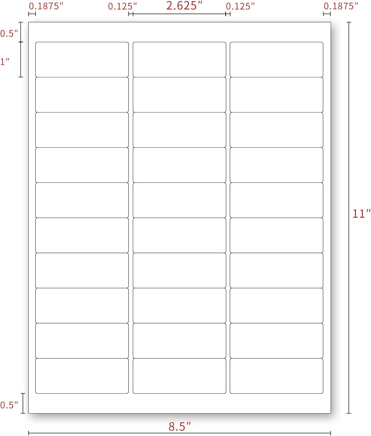 KKBESTPACK 30 Up Shipping Address Labels – 1” x 2-5/8” Self-Adhesive Barcode FNSKU Stickers for Inkjet and Laser Printer (500 Sheets / 15000 Labels)