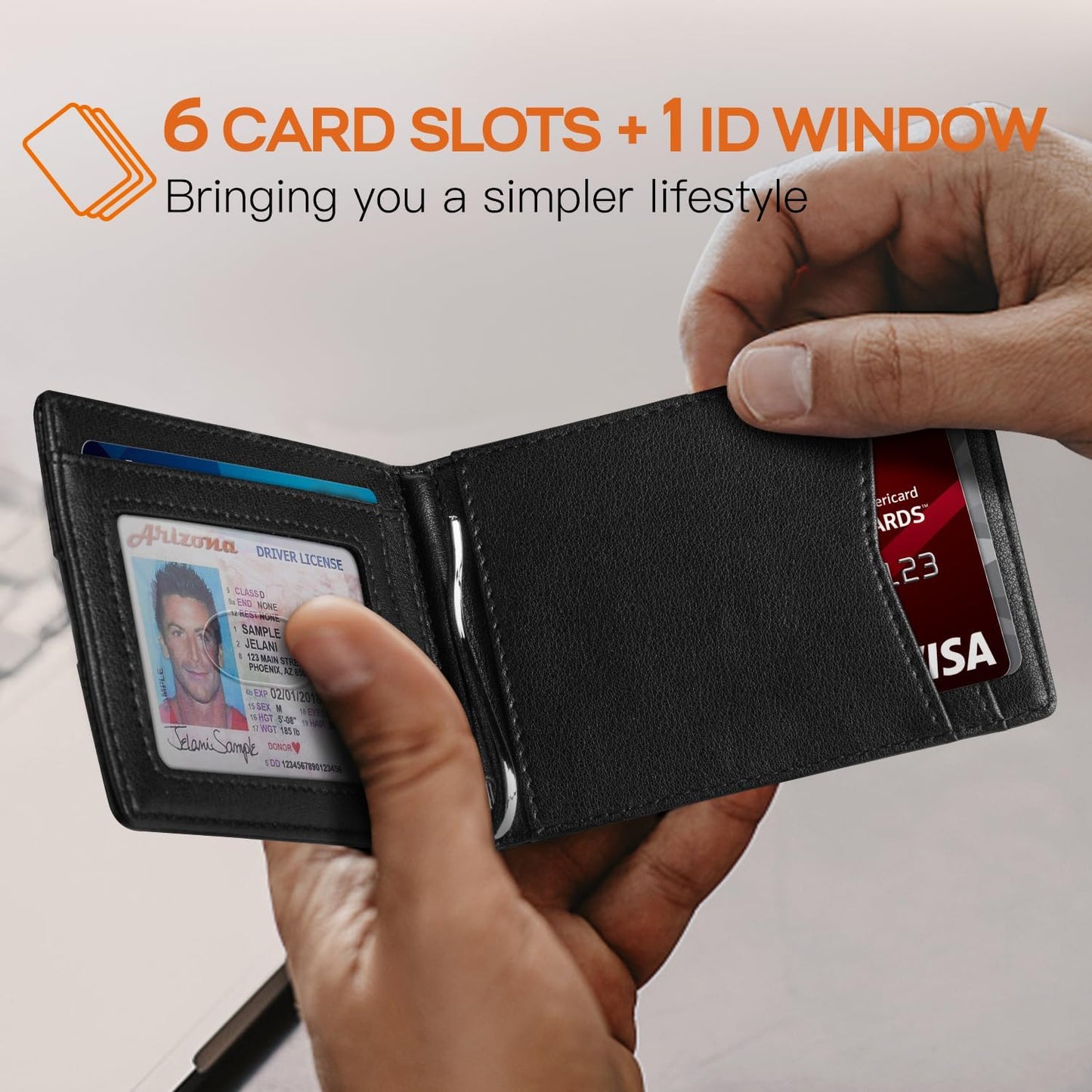 Slim Wallet for Men Genuine Leather RFID Blocking Bifold Minimalist Front Pocket Mens Wallet with Money Clip Thin Gift Box