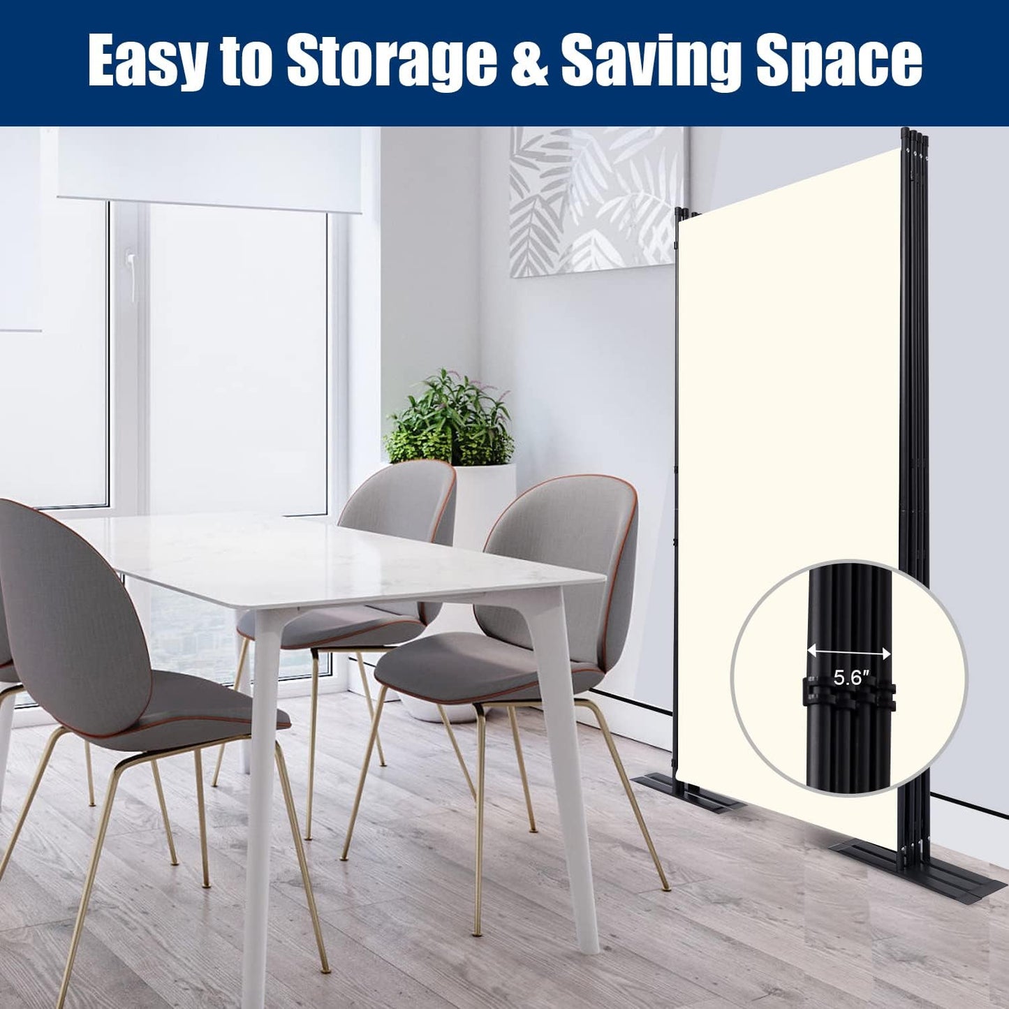 Room Divider 6FT Portable Room Dividers and Folding Privacy Screens, 136'' W Fabric Divider for Room Separation, 4 Panel Partition Room Dividers Freestanding Wall Divider Screen for Dorm Studio Office