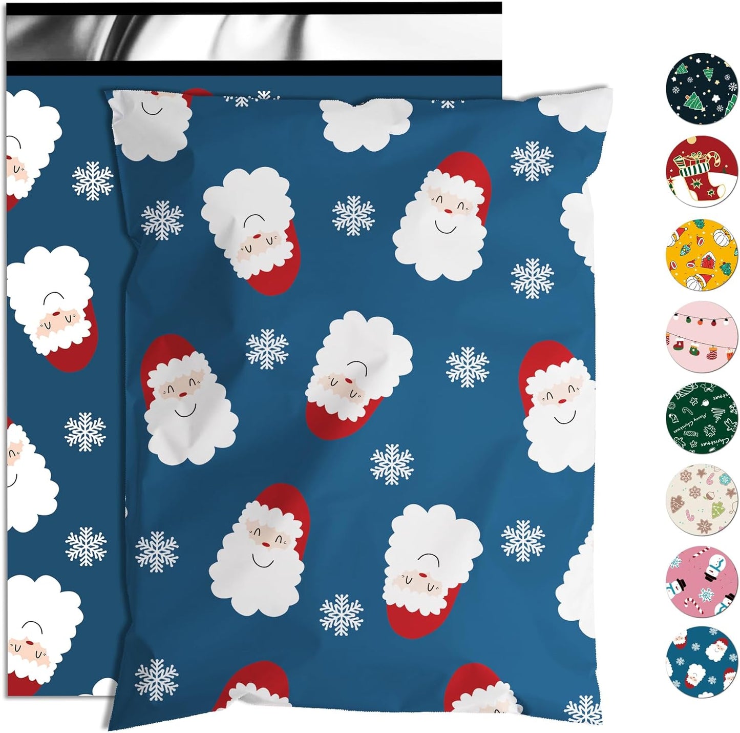 Christmas Poly Mailer 6x9 Inch 100 Pcs, Waterproof Shipping Bags for Clothing, Tear-Resistant Mailier Bags, Strong Mailing Bags with Self-Seal - Santa Claus and Snowflakes Printed