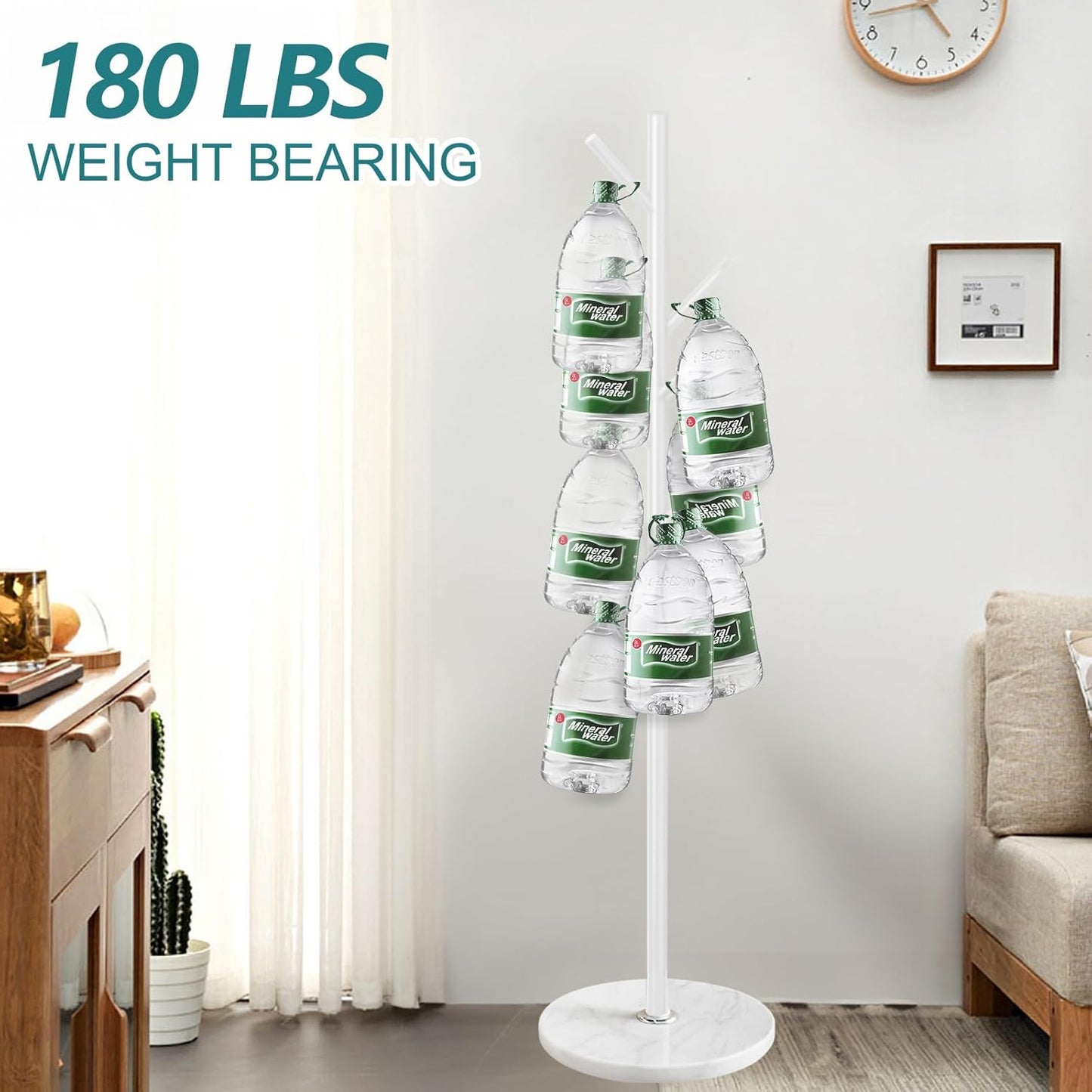 Coat Rack with Natural Marble Base, Metal Coat Racks Freestanding, Modern Coat Rack Stand with 8 Hooks, White Coat Tree Hats Hanger for Entryway, Hallway