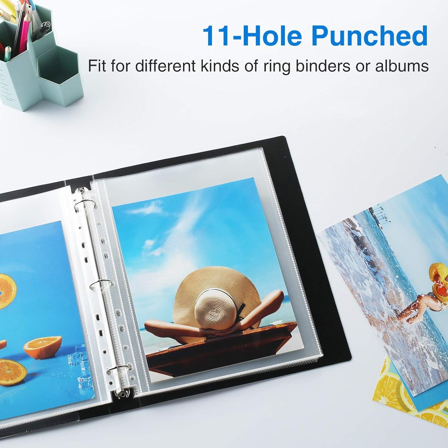 Sooez 30 Pack Heavy Duty Photo Sleeves for 3 Ring Binder (for 60 Pictures), Clear Archival Sleeves, 8x10 & 8.5x11