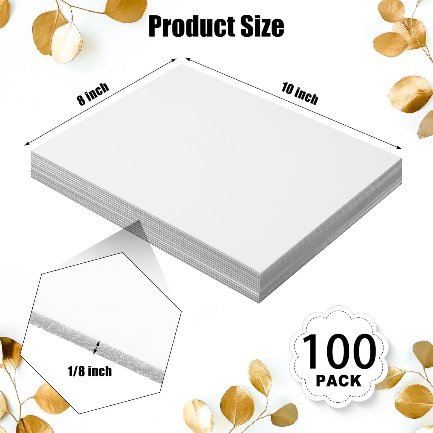 Frienda 100 Pack Foam Boards 1/8 Inch Thickness Foam Poster Boards Core Backing Board for Projects Presentation Board for School Crafts Office Art Projects(8x10x0.125 Inches,White)