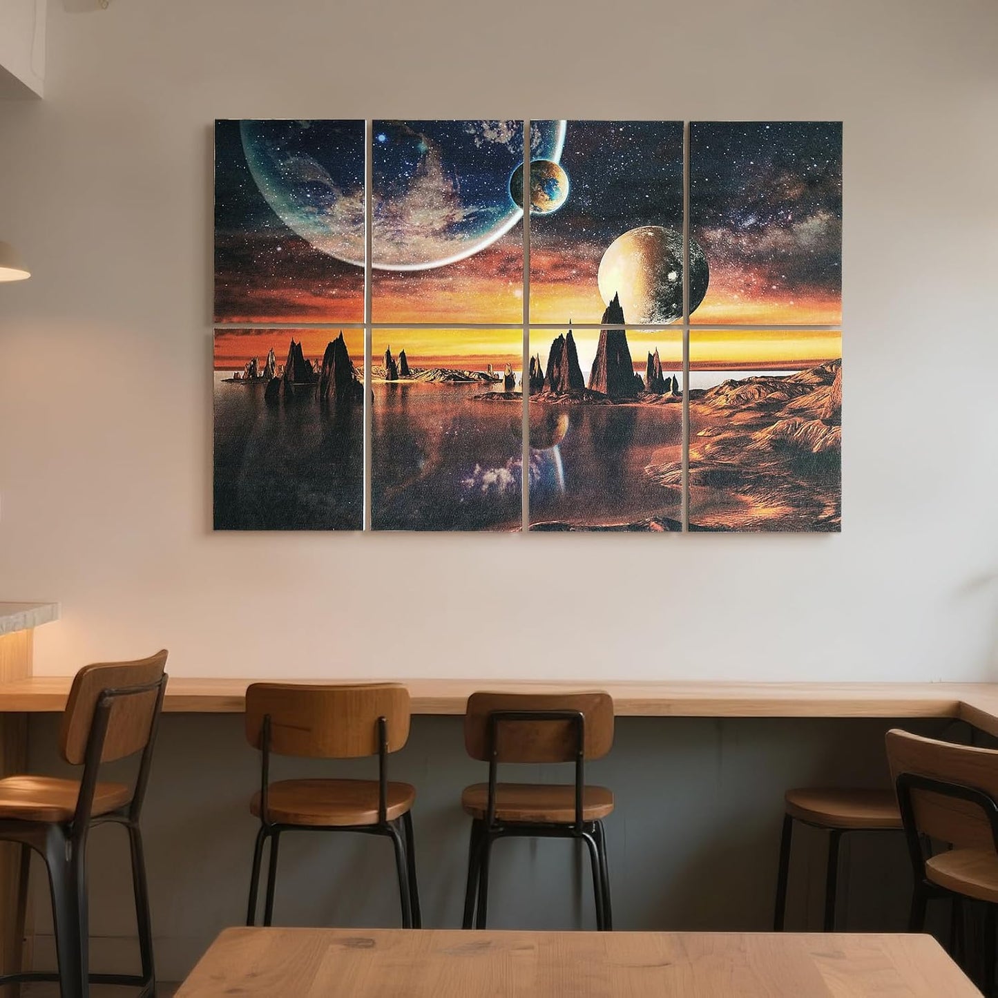 UMIACOUSTICS 8 Pcs 0.7Inch Thick Art Acoustic Panels, Total 47.2” x 31.5” Decorative Acoustical Wall Panels, Sound Absorbing Art Panels for Home, Office, Hotel, Stars Shine-Brightly