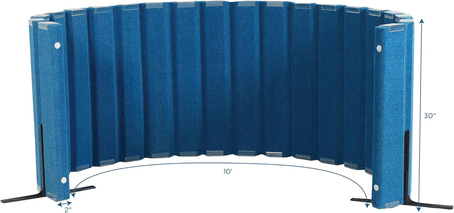 Children’s Factory 30" x 10' Quiet Divider With Sound Dampening Panels, Freestanding Room Divider Wall, Blueberry