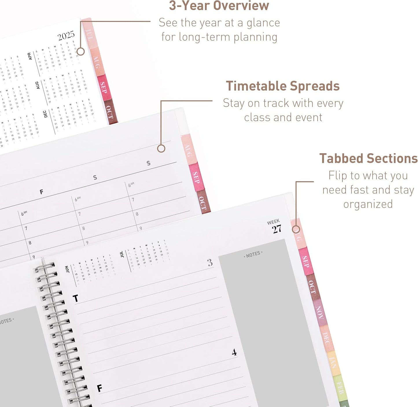 Rileys Academic Planner 2025-2026, Daily, Weekly & Monthly Planner, July 2025 - June 2026, Student Notes Pages, Twin-Wire Binding, Weekly Agenda for School & Work (8.5 x 11-Inches, Black)