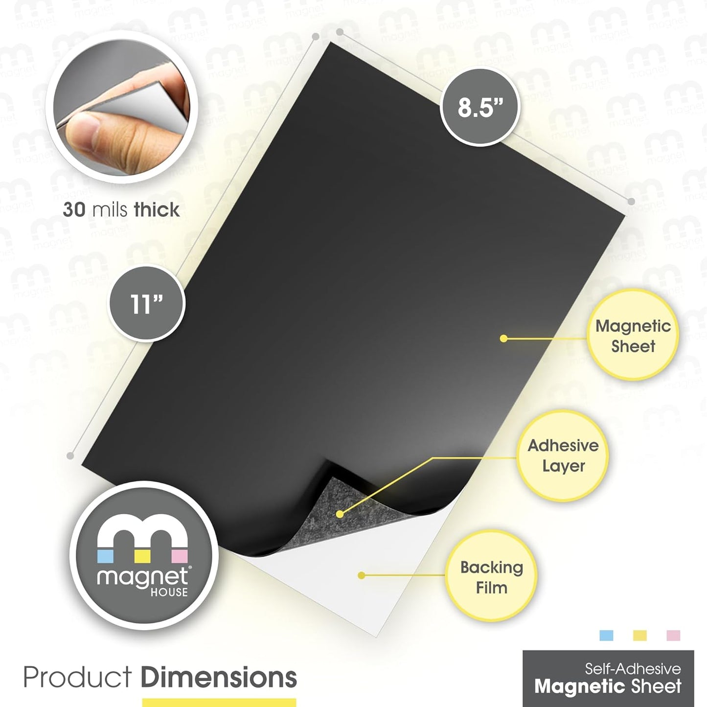TMS Magnetic Sheet, Tape and Strips with or Without Self-Adhesive Backing for Stickers | Die and Craft Storage | Flexible Rubber Magnet | 10 Sheets | 20mil or 30 mil Thick | 8.5” x 11”