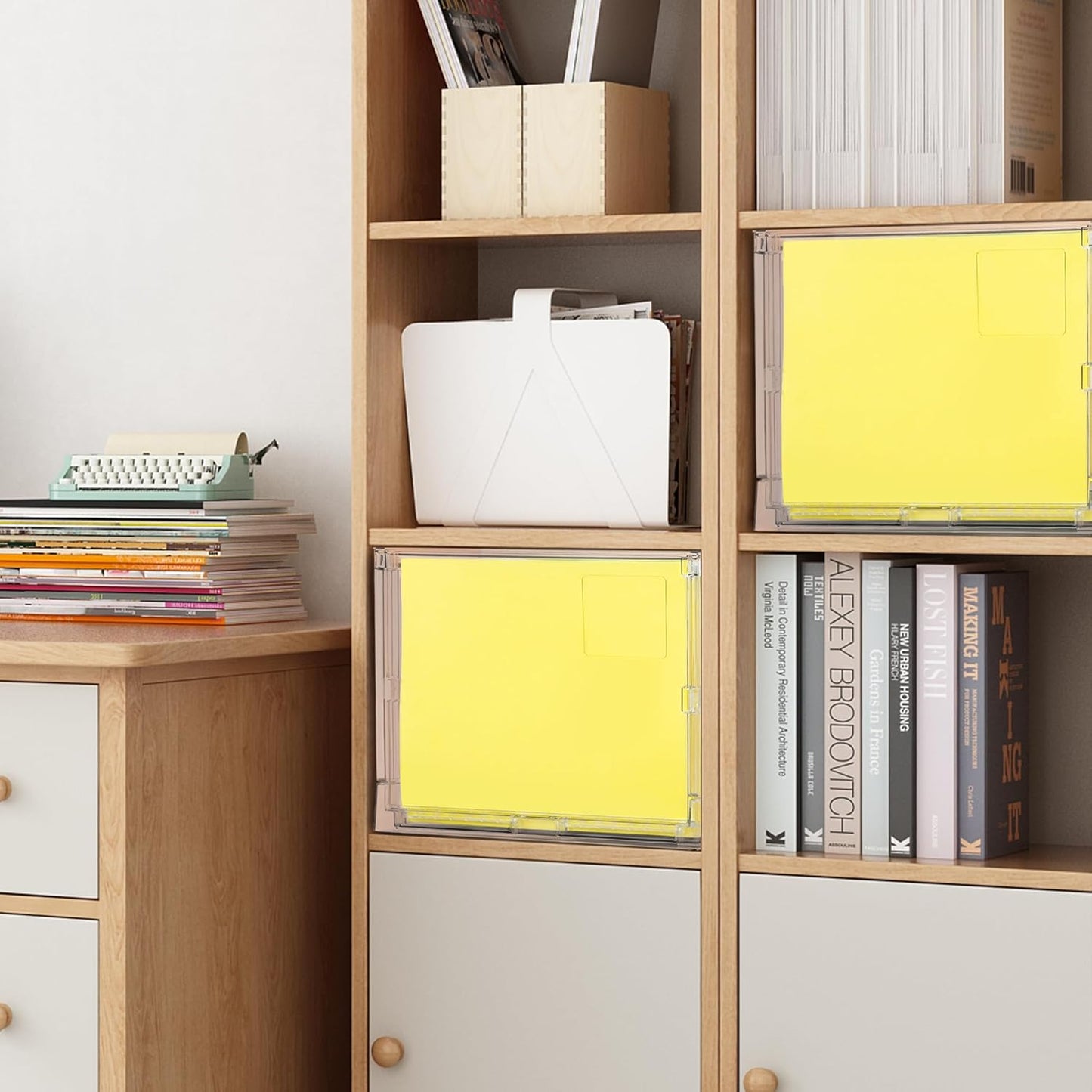 MUKAI File Organizer Box with Lid, Collapsible File Folder Organizer with Slide, Hanging File Folder Box, for Office Document Storage with Desktop organizer ﻿ (3)