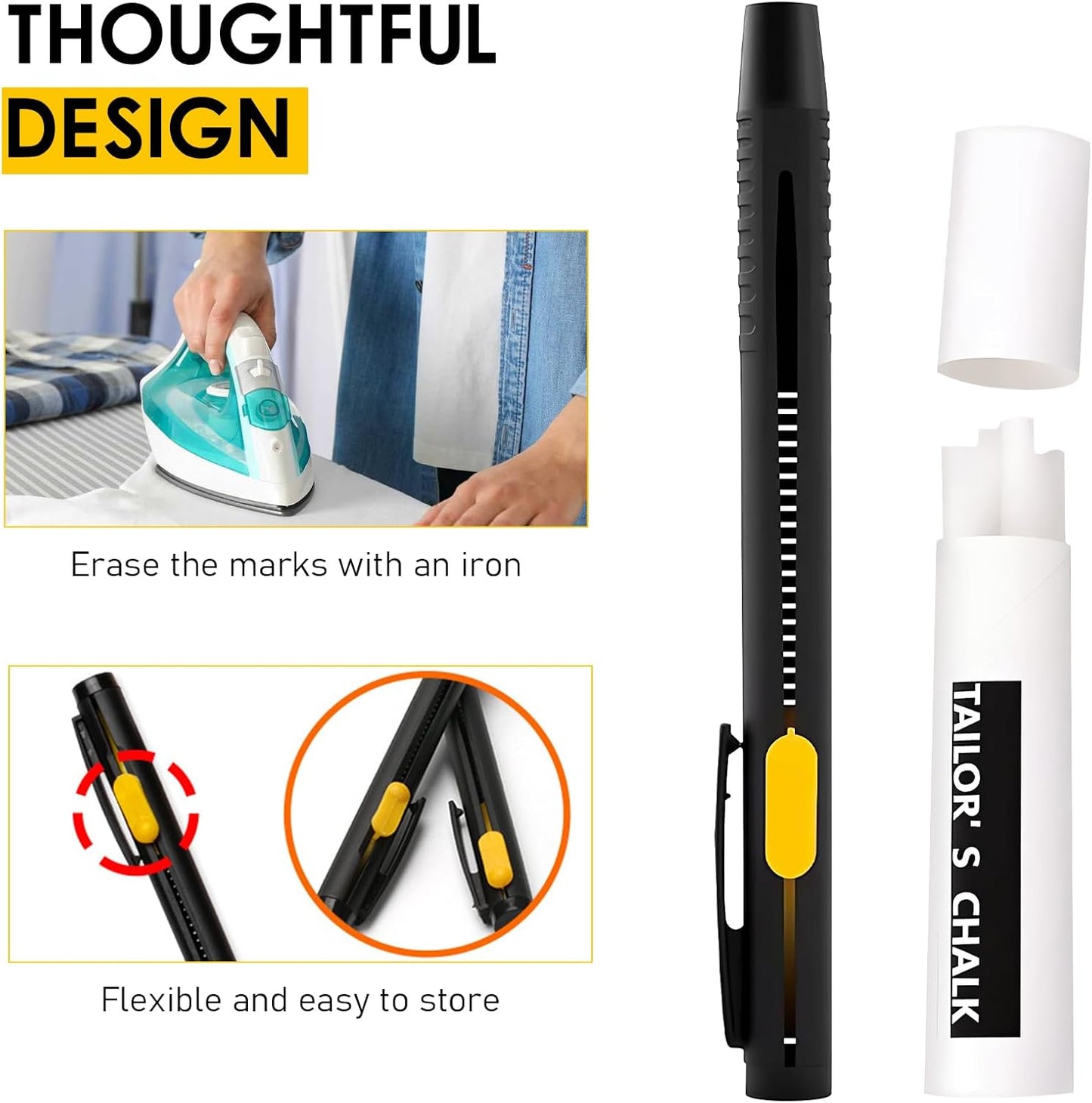 Heat Erasable Fabric Marker for Sewing, Embroidery, Quilting, Washable Erasable Replaceable Refill Marker Pen, Heat Erasable Pens Suitable for Cotton, Knitted Fabrics (1 Pen ＆ 20 Refills)