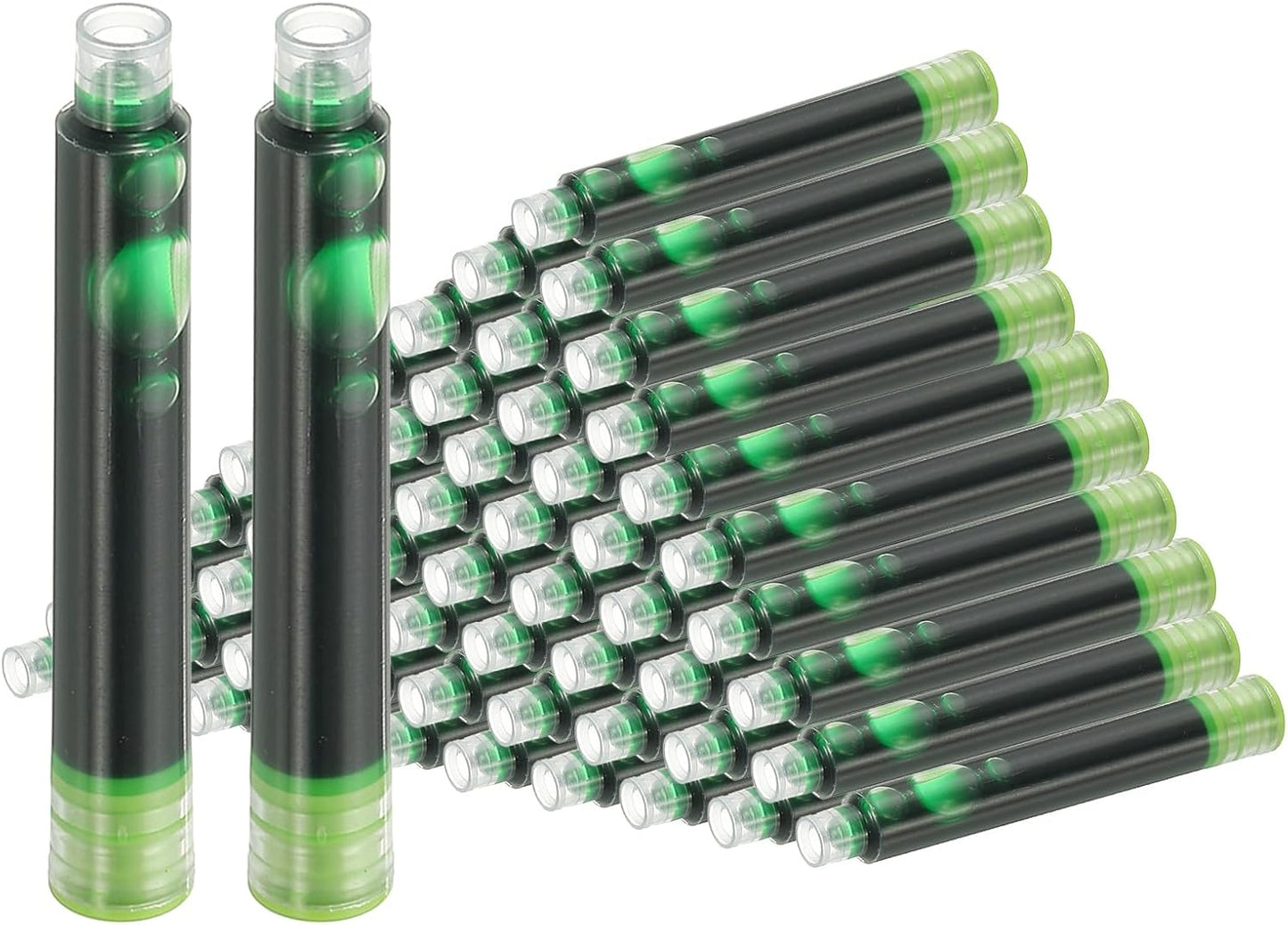 PATIKIL 60Pcs Fountain Pen Ink Cartridges, 3.4mm Bore Diameter Pen Ink Refill Standard International Refill Cartridges for Writing Business, Light Green