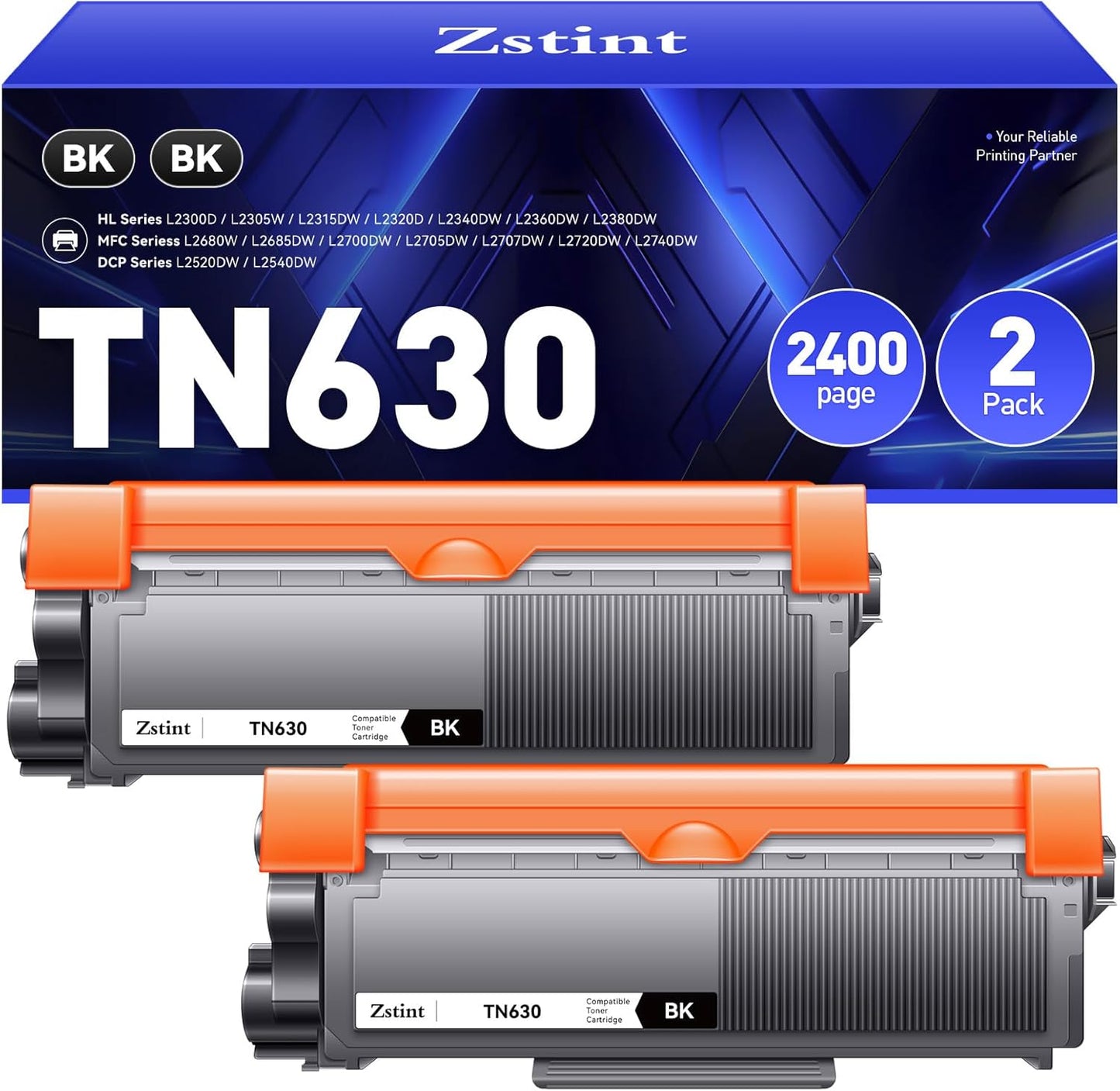 TN630 Toner Cartridge Replacement Compatible for Brother TN-630 TN660 TN-660 HL-L2380DW HL-L2320D HL-L2340DW DCP-L2540DW MFC-L2700DW MFC-L2720DW HL-L2300D HL-L2360DW MFC-L2740DW Printer Black 2-Pack