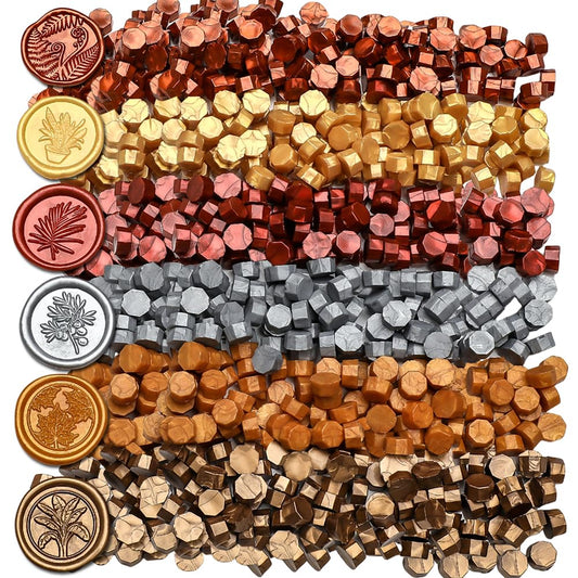 600pcs Metallic Wax Seal Beads,6 Assorted Metallic Color Sealing Wax Beads Ideal for Wax Seal Stamp Wedding Letter Envelope Decor Wine Bottle Wax Sealing (Metallic Series)