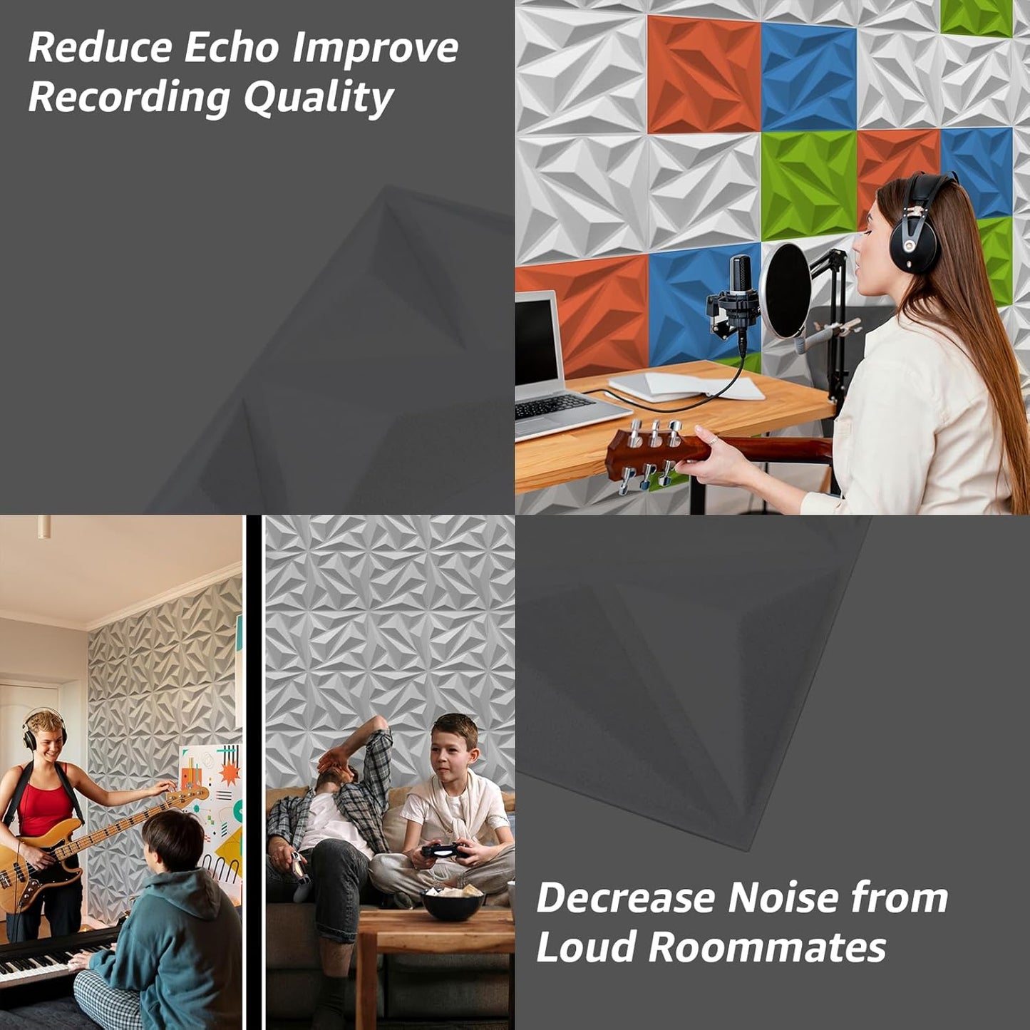 Art3dwallpanels 20 Pack Acoustic Panels Soundproof Wall Panels Acoustic Sound Dampening Panels, 3D Wall Panels Sound Absorbing Panels, 12" X 12", White