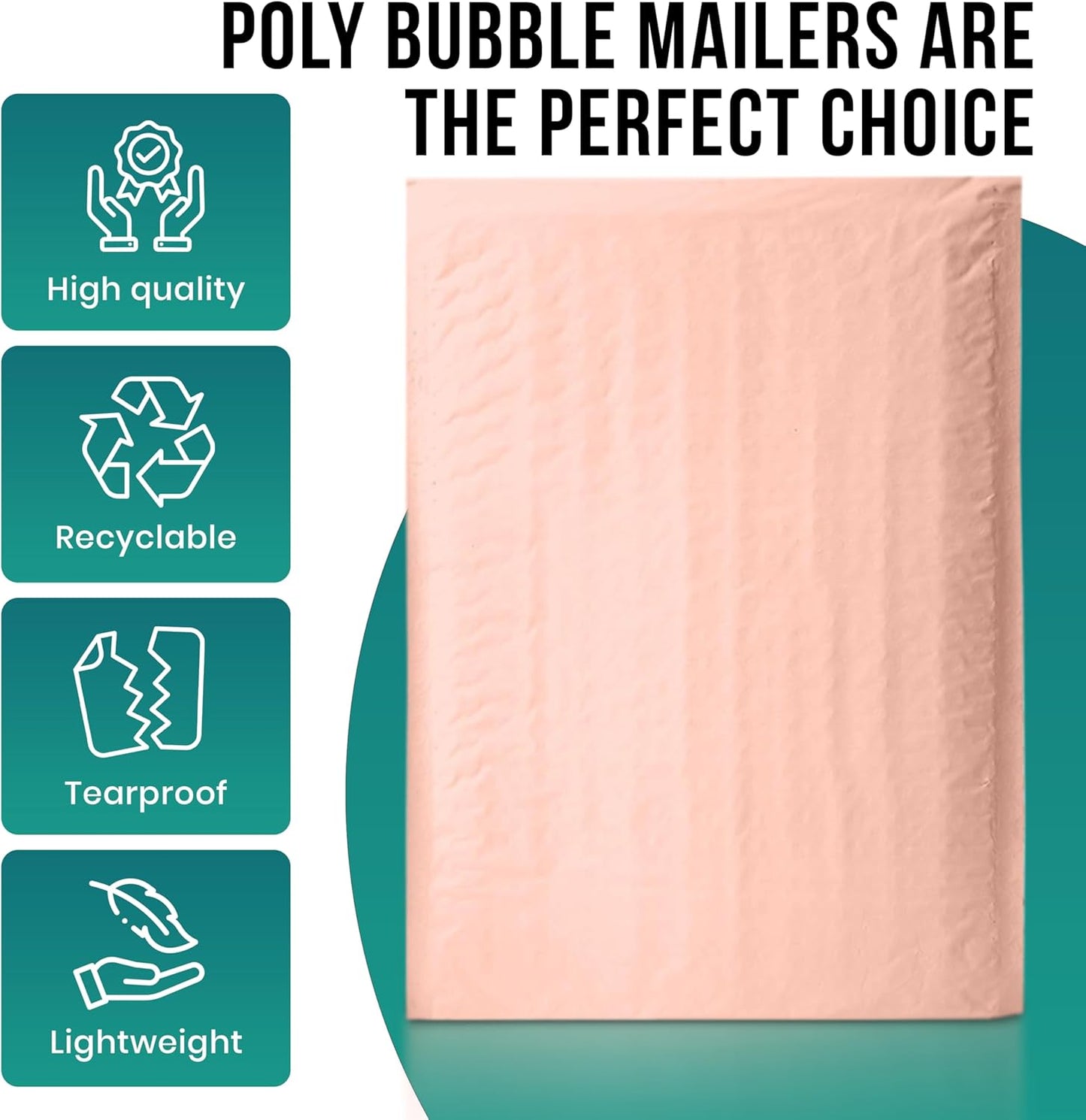 Levex - #000 4" x 8" [5 Pack] Light Pink Poly Bubble Mailers, Padded Envelope Mailers, Packing Envelope & Mailing Bags for Shipping