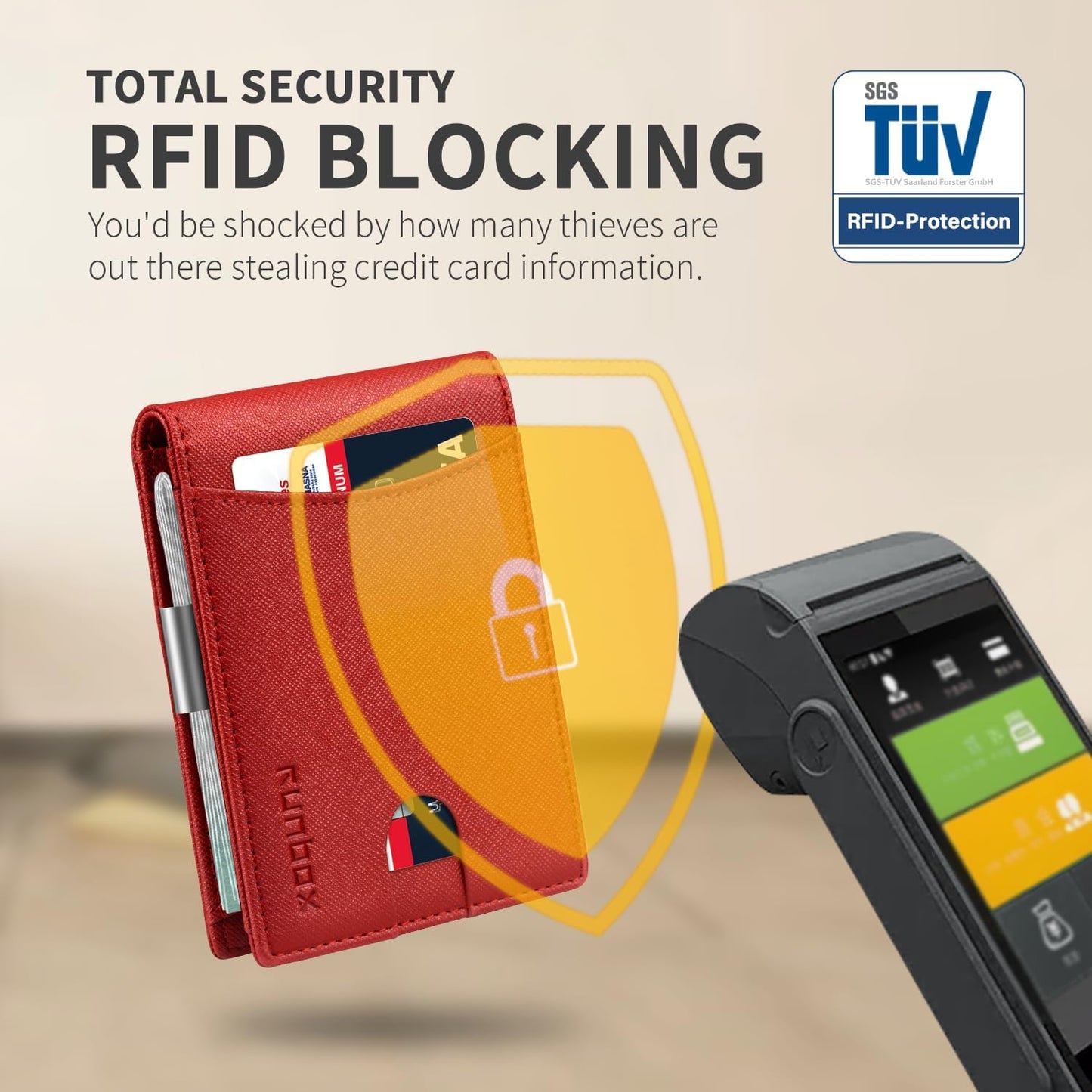 RUNBOX Money Clip Slim Wallets for Men RFID Blocking 11 Card Holder Minimalist Small Leather Bifold Men's Front Pocket Wallet Gift Box