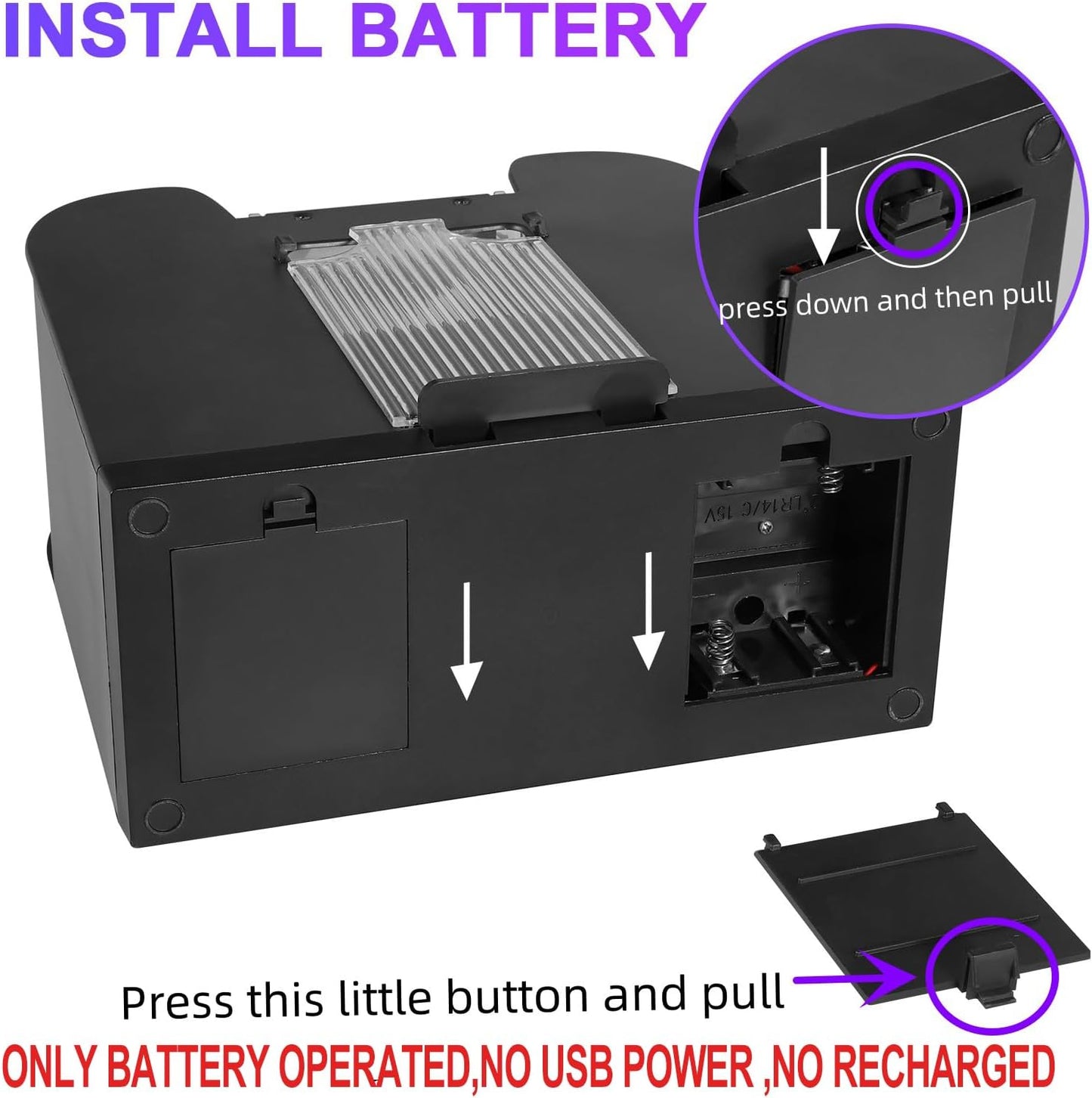 Automatic Card Shuffler 2/1/4/6 Deck,Battery-Operated Electric UNO Poker Shuffler,Playing Card Shuffler for Home Card Game,Travel