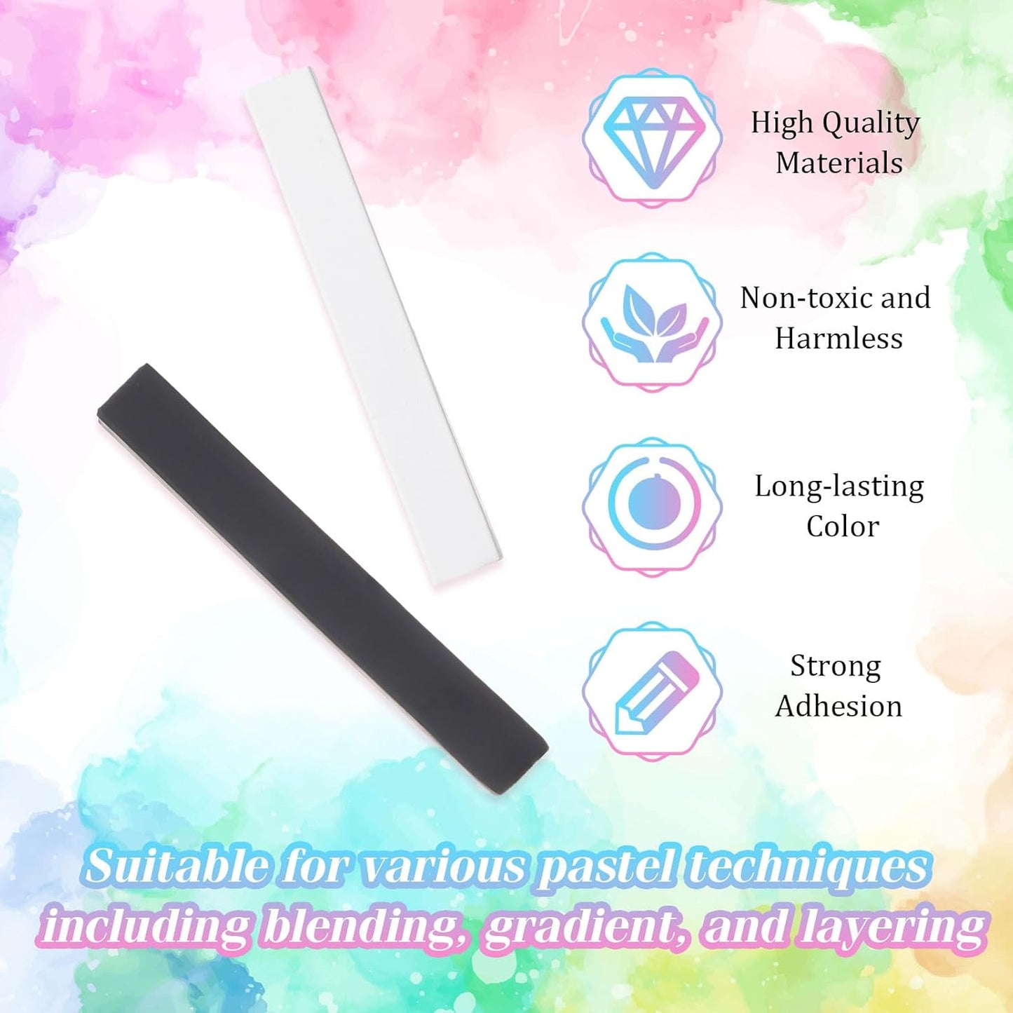 24 Pcs Soft Pastel Drawing Chalk Set Square Sketch Chalk Non-toxic Artist Pastel Sticks for Professional Artists Students and Art Lovers(Black, White)