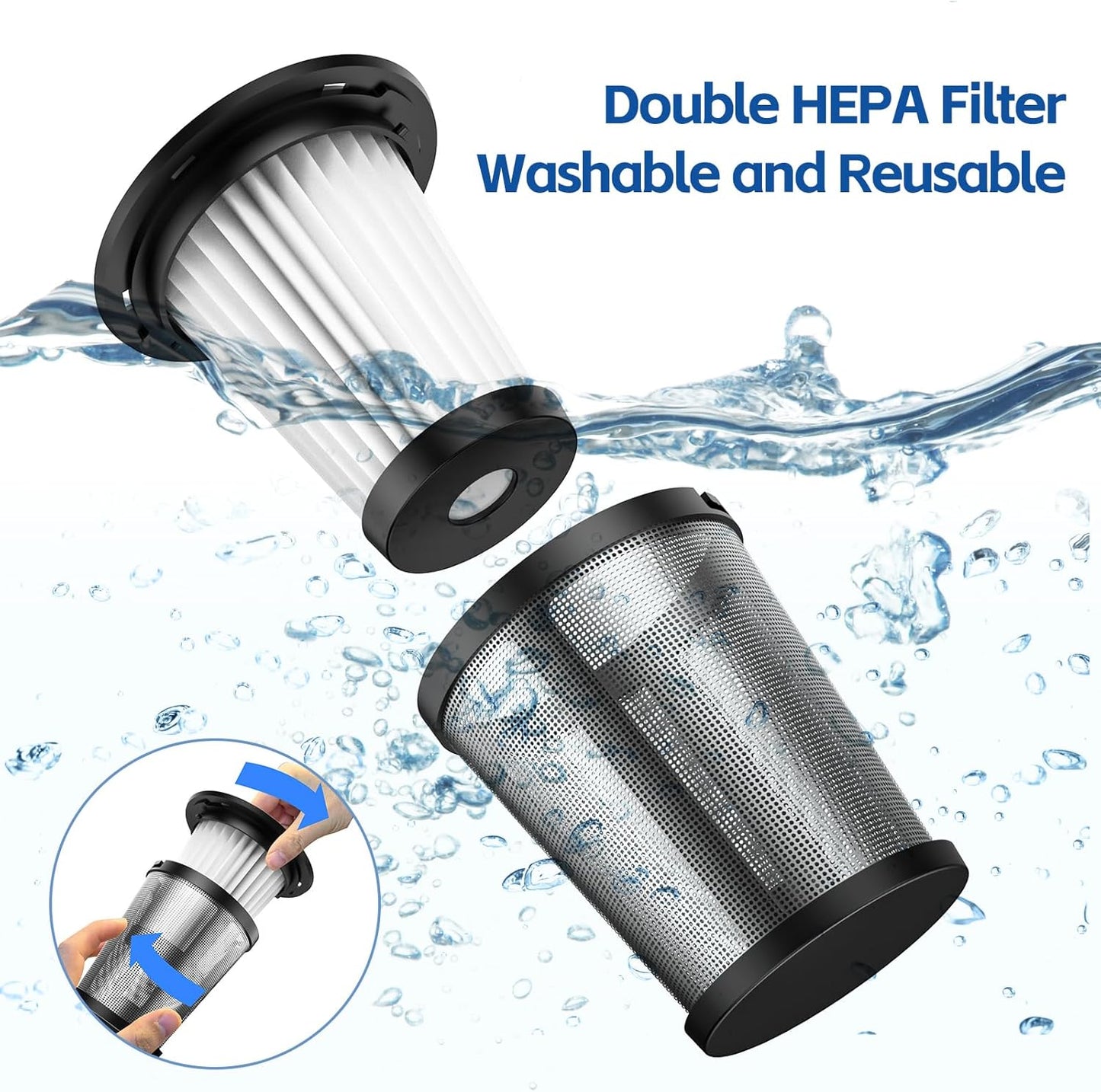 Handheld Car Vacuum Cleaner Cordless: 9500PA Powerful Suction Portable Lightweight Hand Held Vacuum - Large Capacity Battery Last Long Wireless Mini Vacuum with LED Light for Home Office Cleaning