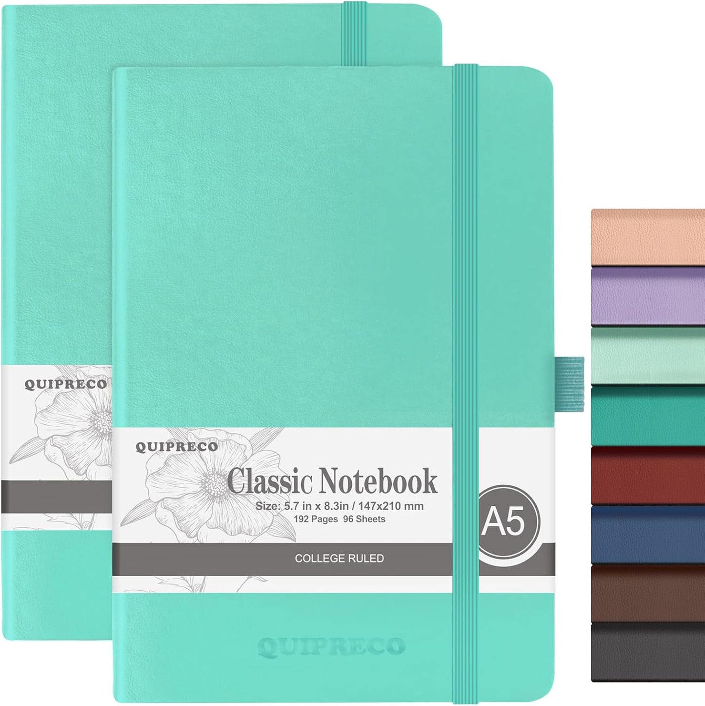 Hardcover Lined Bullet Dotted Journal Notebook, A5 140 192 Pages 100 120Gsm Paper College ruled for School,Work,Travel,and Daily Planning，5.7''*8.3'' (2, Light Green, A5 Lined)