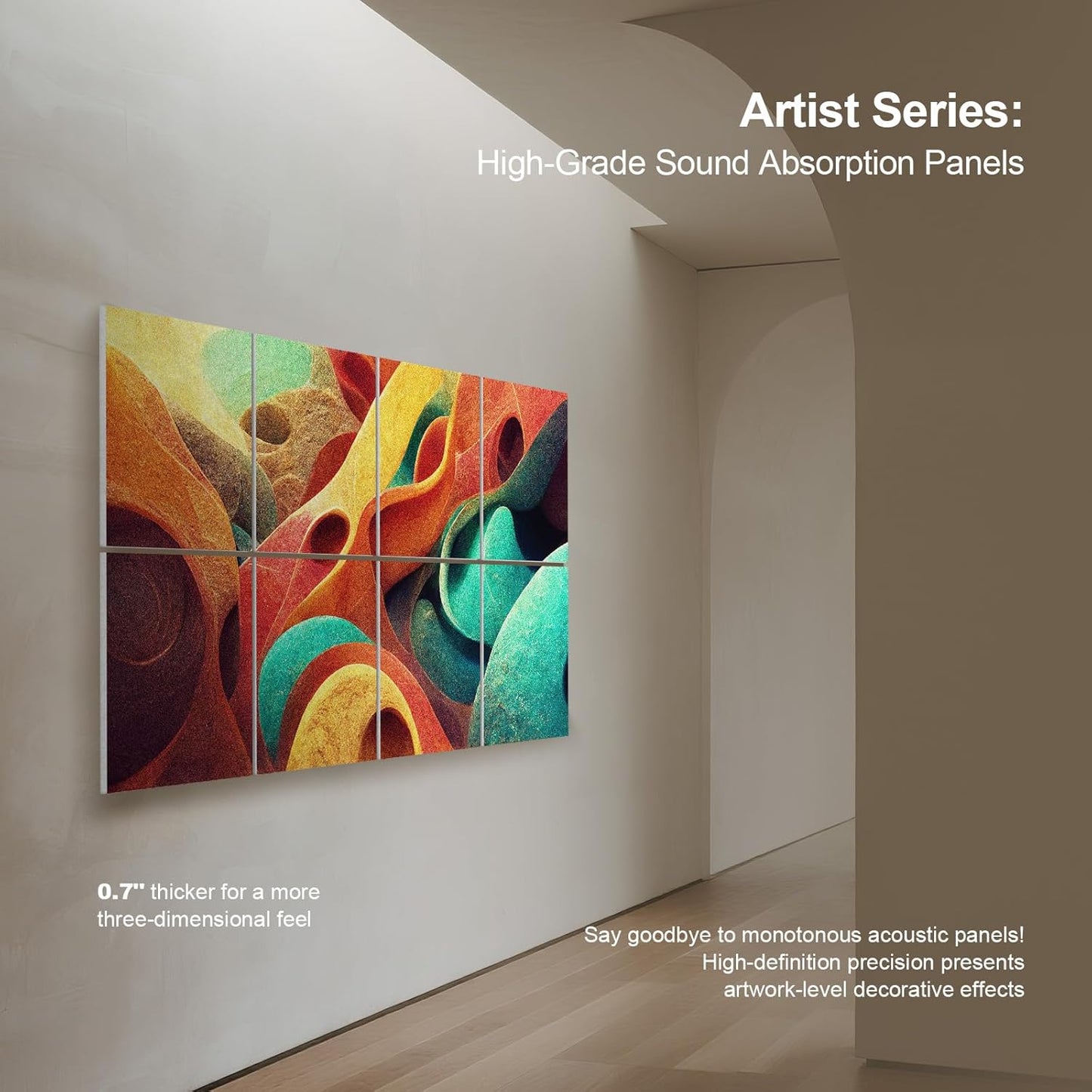 UMIACOUSTICS 8 Pcs 0.7Inch Thick Art Acoustic Panels, Total 47.2” x 31.5” Decorative Sound Absorbing Art Panels, Acoustical Wall Panels for Home, Office, Hotel, Sage-brocade