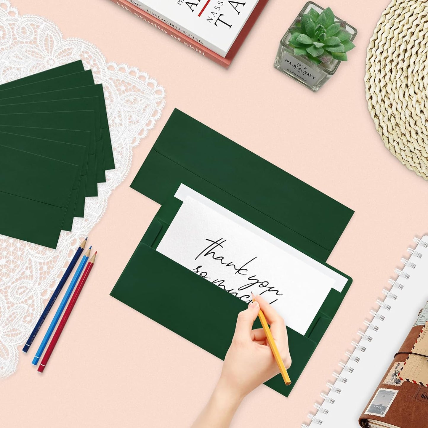 200 Pack #10 Business Envelopes, Dark Green Standard Envelopes Self Seal, Letter Size Mailing Envelopes for Checks Letters Invoices Christmas Birthday Graduation Wedding, 4 1/8 x 9 1/2 Inch