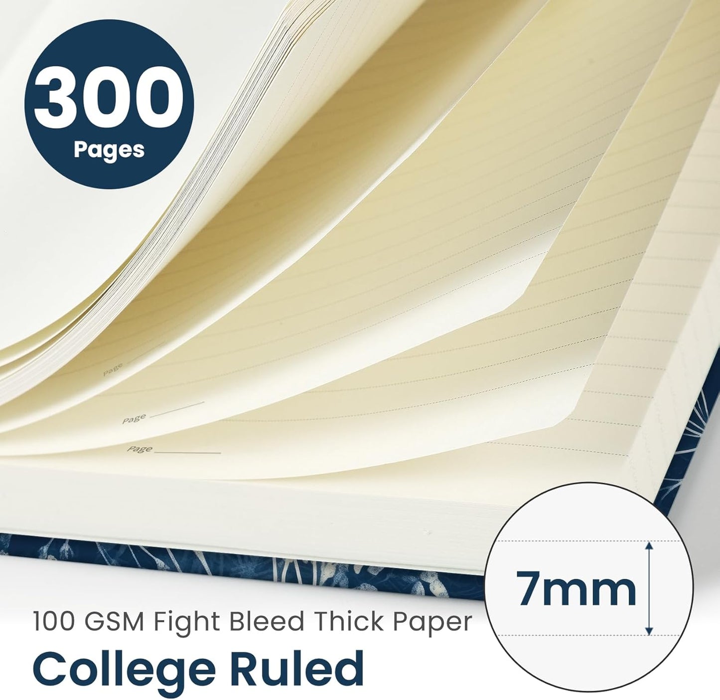 Lined Spiral Notebook Journal for Work, 300 Pages Thick B5 (7.1"x10") College Ruled Journal for Women & Writing, Hardcover Notebook for Note Taking, Perfect for Office Home School, Rustic Bloom