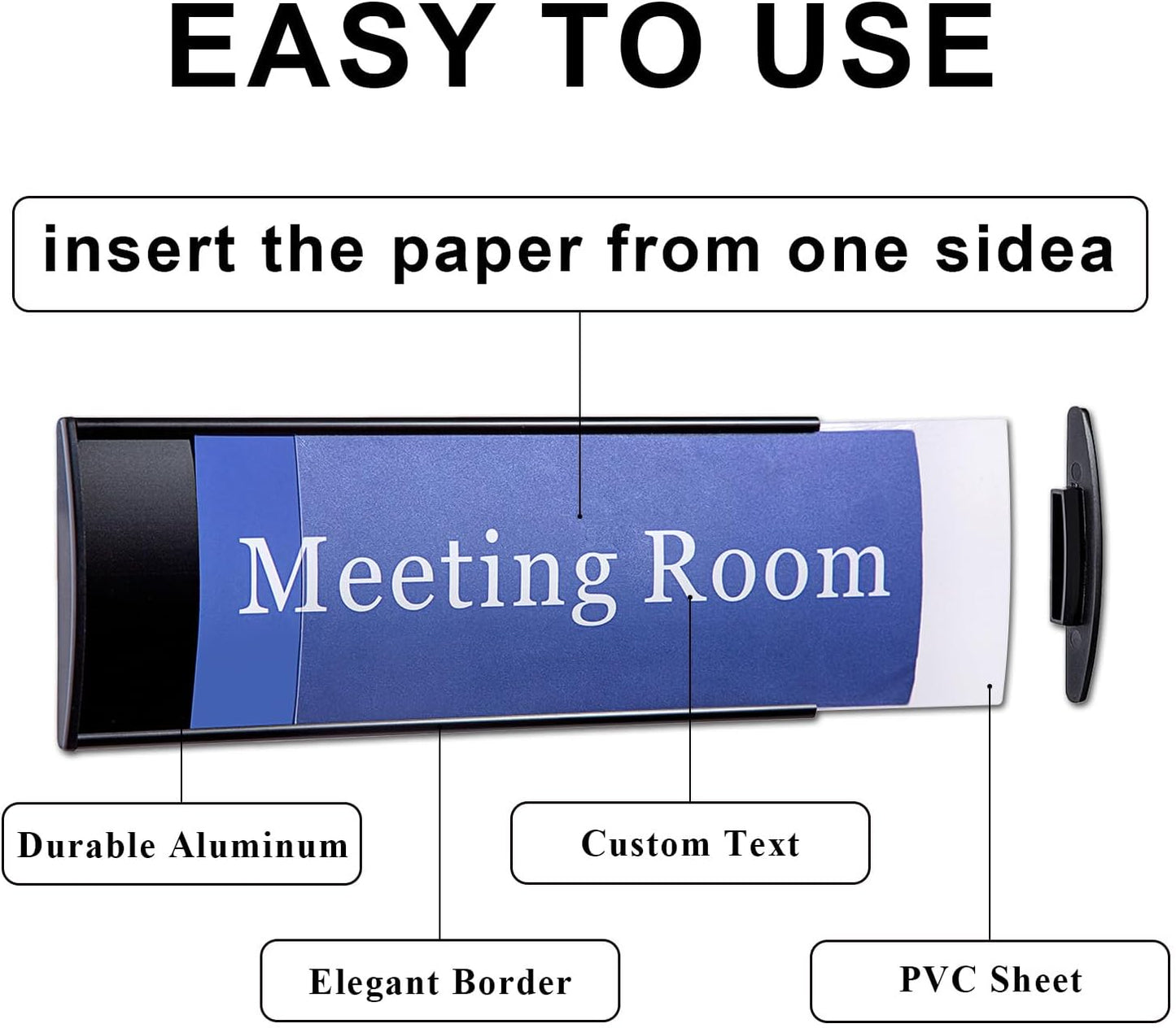 Set of 5 - Nameplate Holder for Wall Mount, 2.36'' x 8'' Curved Office Business Door Sign Holder-Black