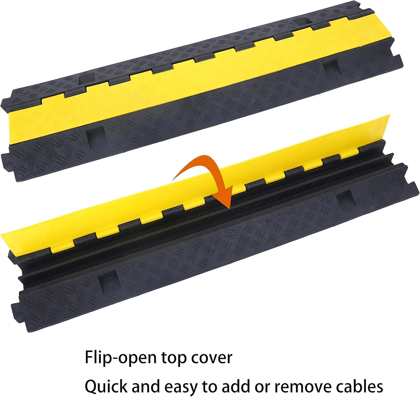 Cable Ramp Cable Protector Ramps Wire Hose Protective 2 Channel Traffic Rubber Plastic Cord Cover Speed Bump for Asphalt Concrete Gravel Driveway Outdoor, 4 Pack