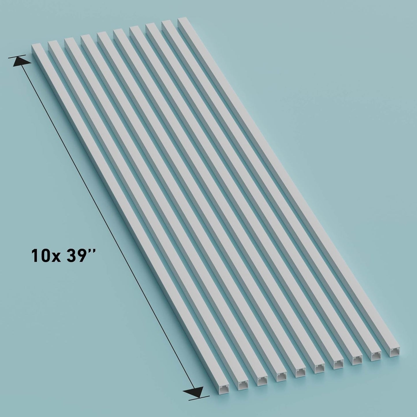 D-Line 32.8ft Cable Raceway, Self Adhesive Cord Cover, Hide Surface Wires, Paintable - 10x 0.63in (W) x 0.63in (H) x 39in Lengths - White